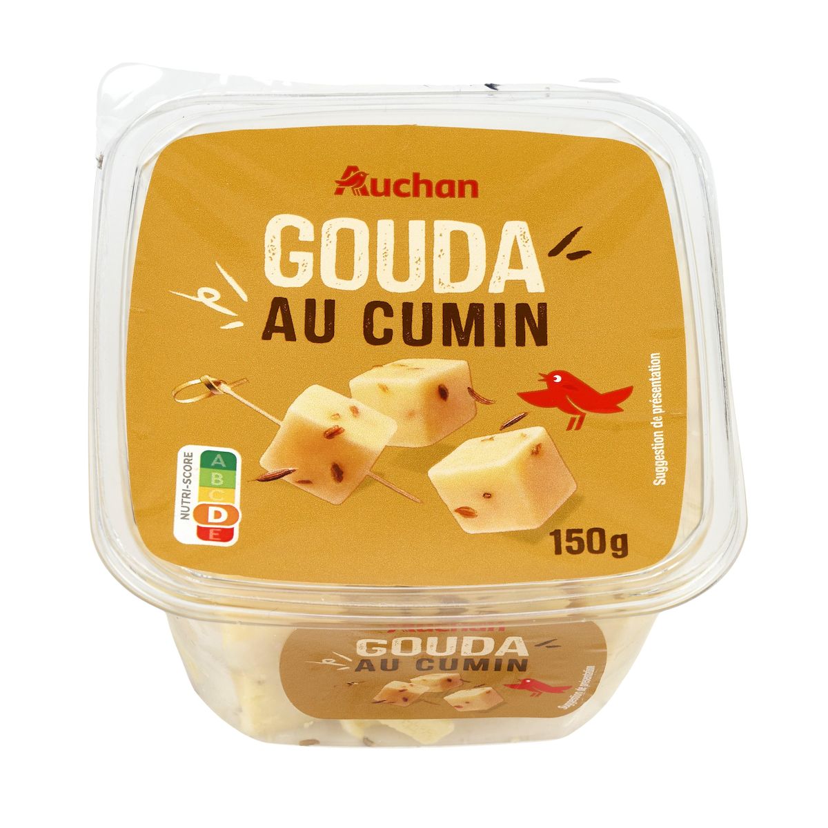 AUCHAN Dès de gouda au cumin 150g