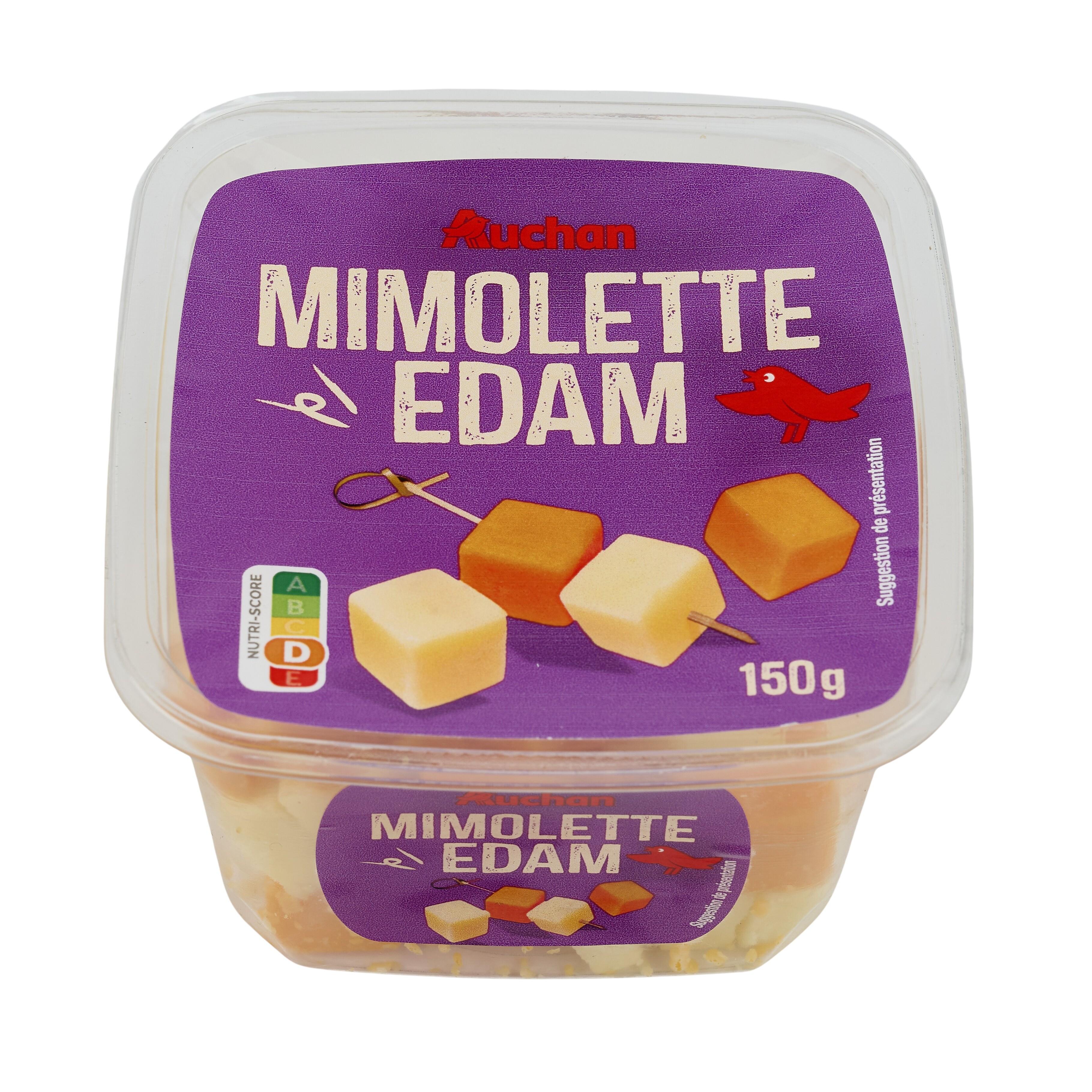 Voir la diapositive 2 : AUCHAN Dès de mimolette et d'edam 150g