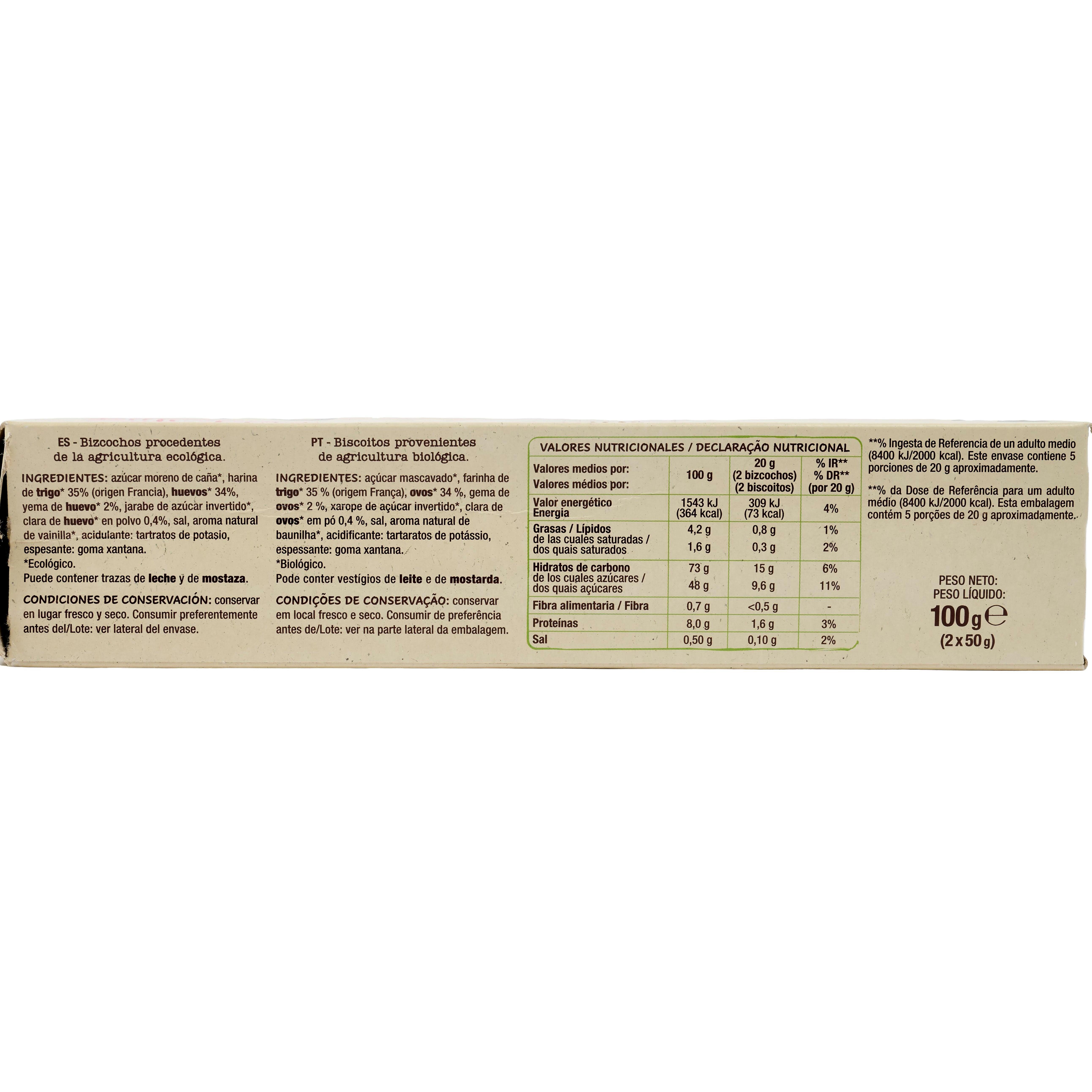 Voir la diapositive 4 : AUCHAN BIO Biscuits cuillers aux œufs frais 2x5 biscuits 100g
