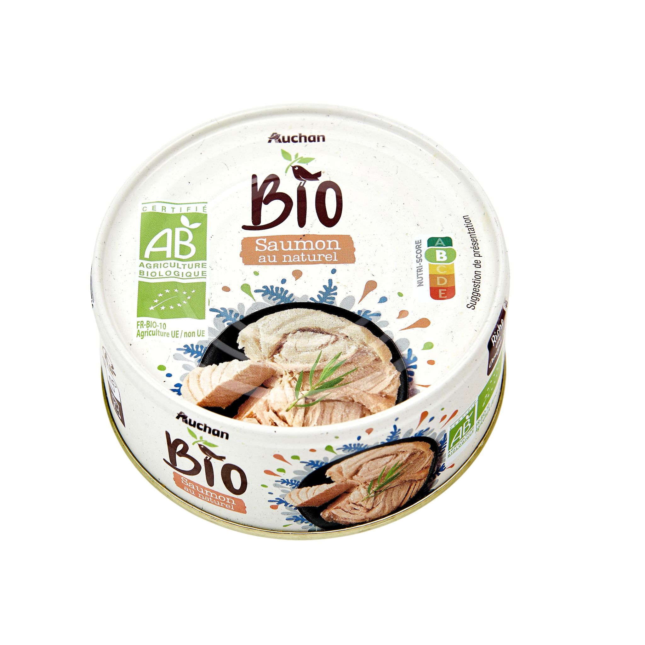 Voir la diapositive 2 : AUCHAN BIO Saumon au naturel 100g