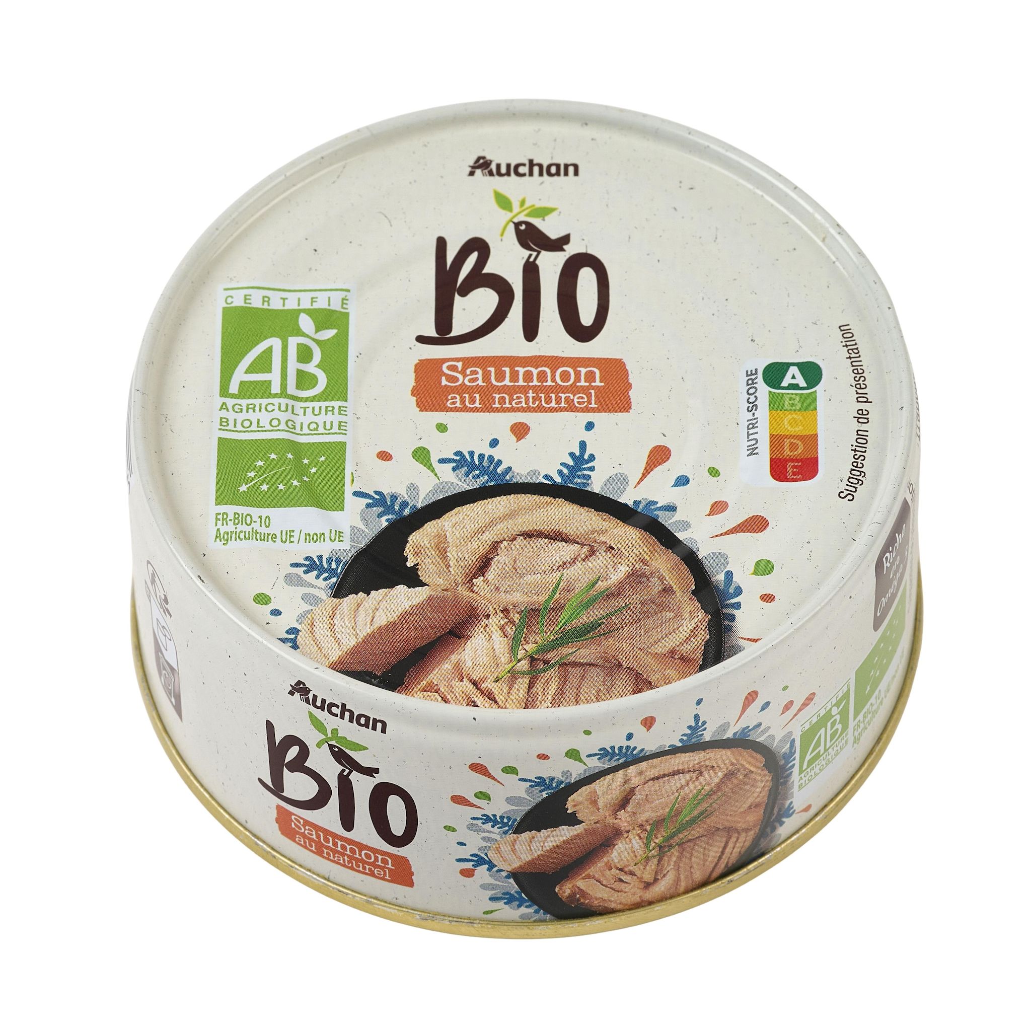 Voir la diapositive 3 : AUCHAN BIO Saumon au naturel 100g