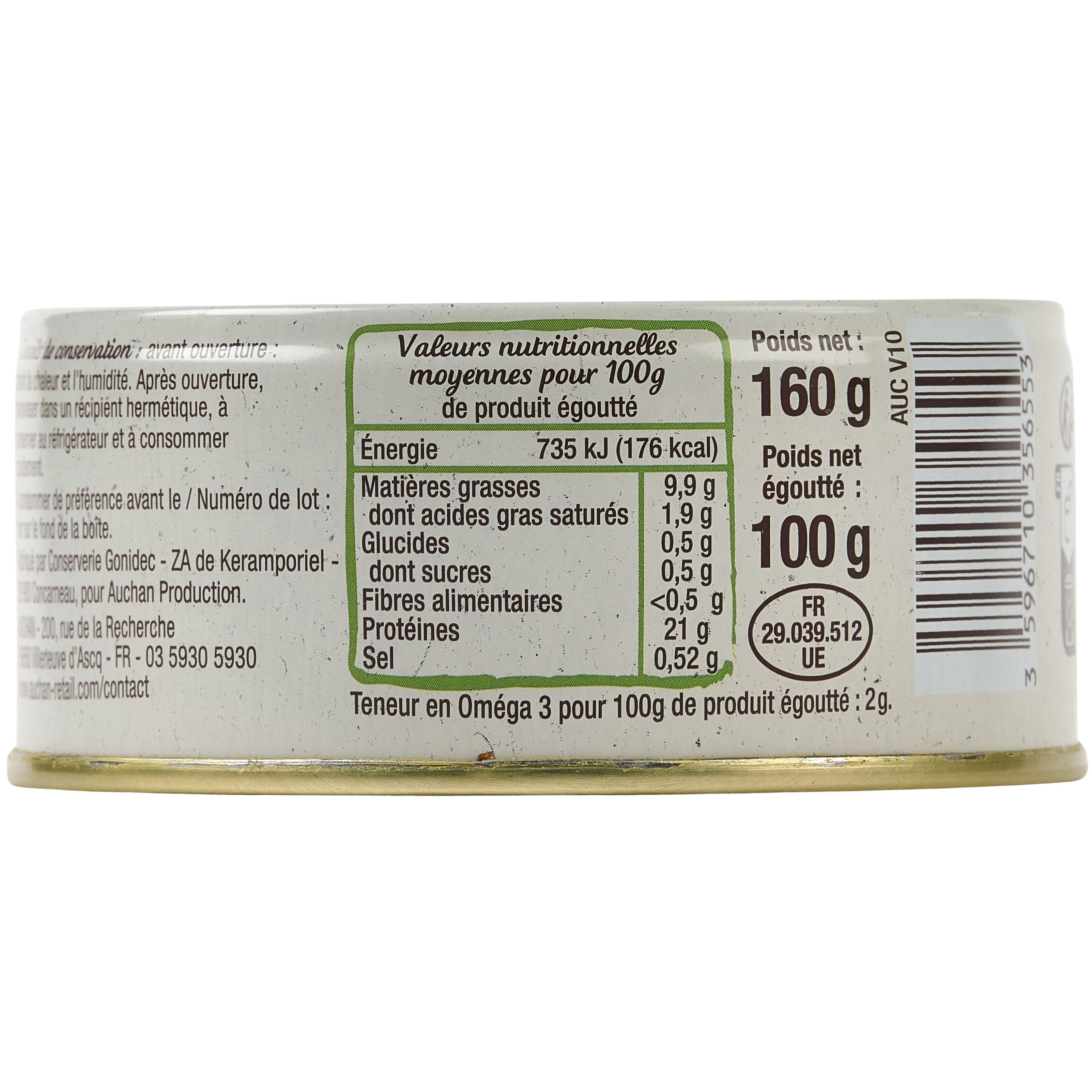 Voir la diapositive 4 : AUCHAN BIO Saumon au naturel 100g