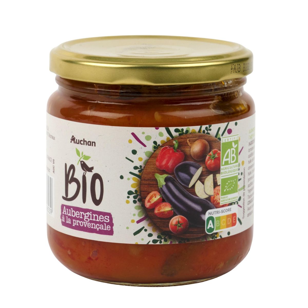 AUCHAN BIO Aubergines à la provençale en bocal 400g