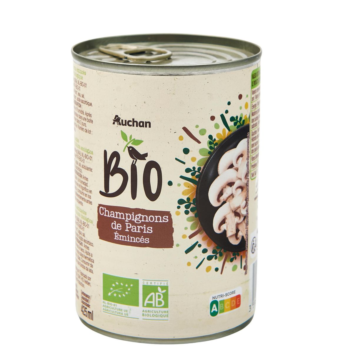 AUCHAN BIO Champignons de Paris émincés 230g