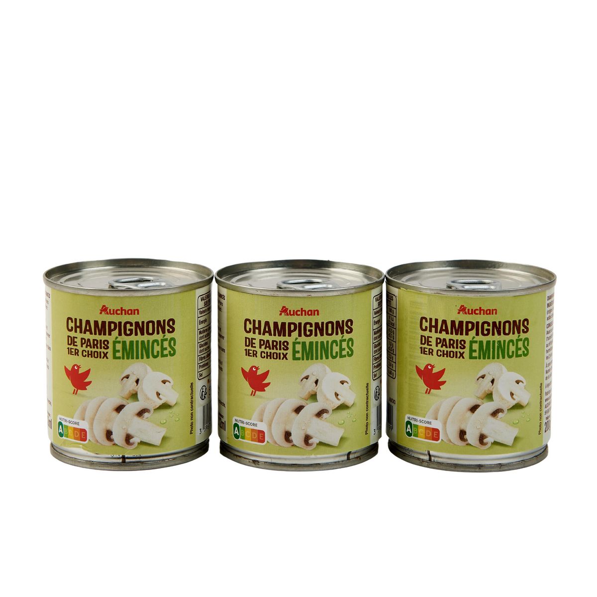 AUCHAN Champignons émincés 1er choix 3x115g