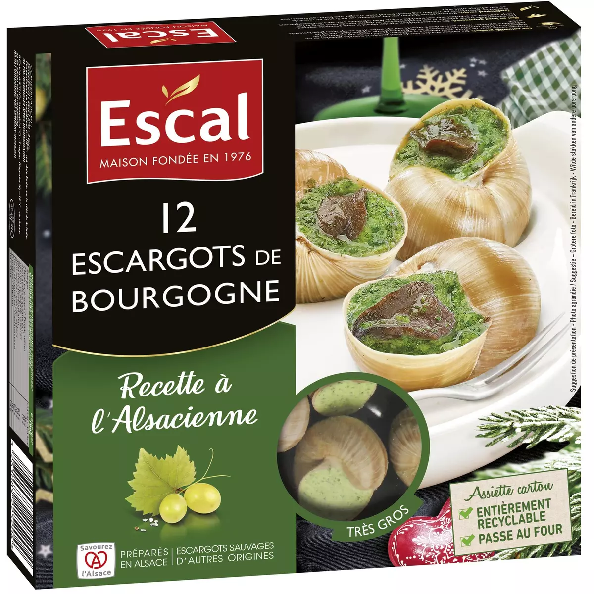 ESCAL Escargots de Bourgogne à l'Alsacienne 12 pièces 125g