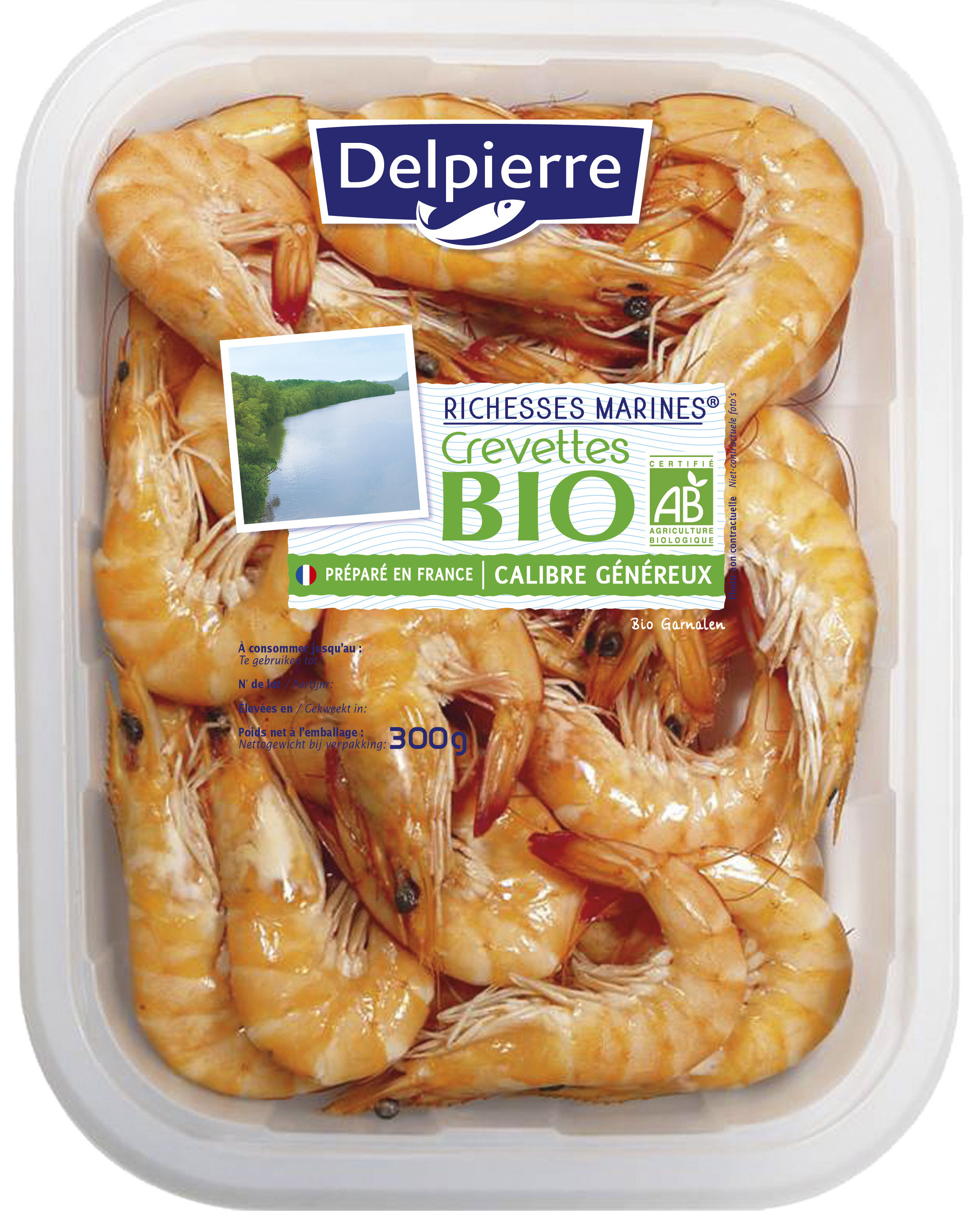 Voir la diapositive 2 : Crevettes 40/60 bio 2 parts 300g