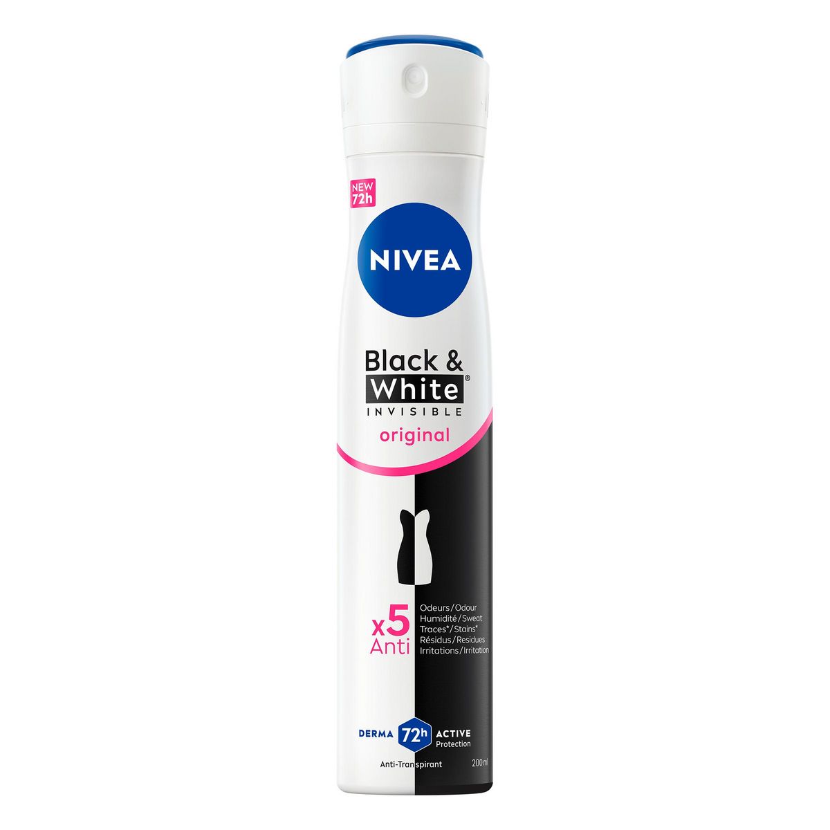 NIVEA Déodorant spray anti-transpirant anti-traces blanches & noires 200ml