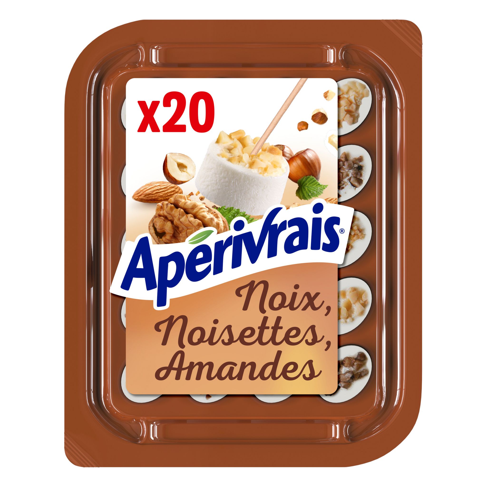 Voir la diapositive 2 : APERIVRAIS Bouchées de fromage frais noix noisettes et amandes croquantes 100g