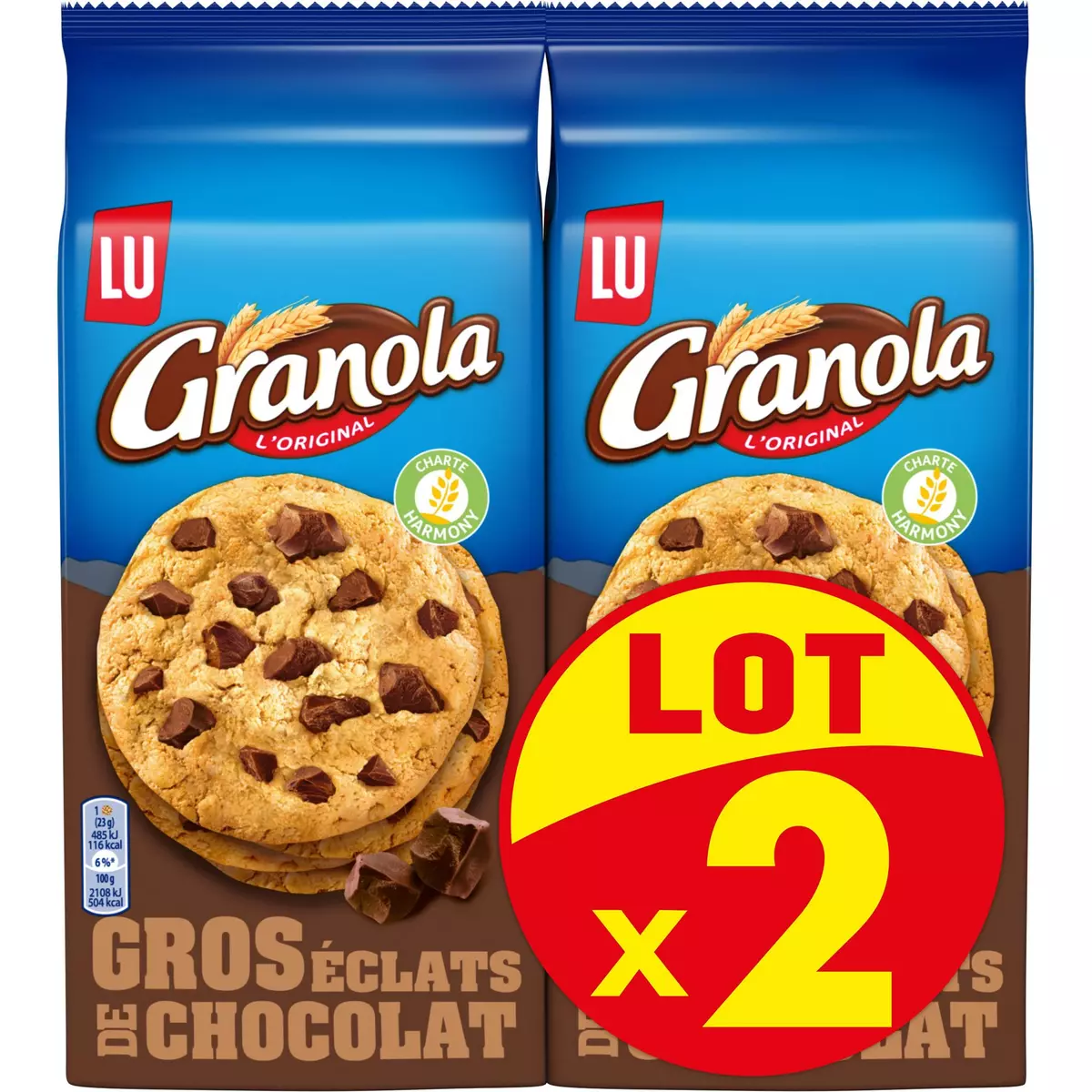 GRANOLA Cookies gros éclat de chocolat 2x184g