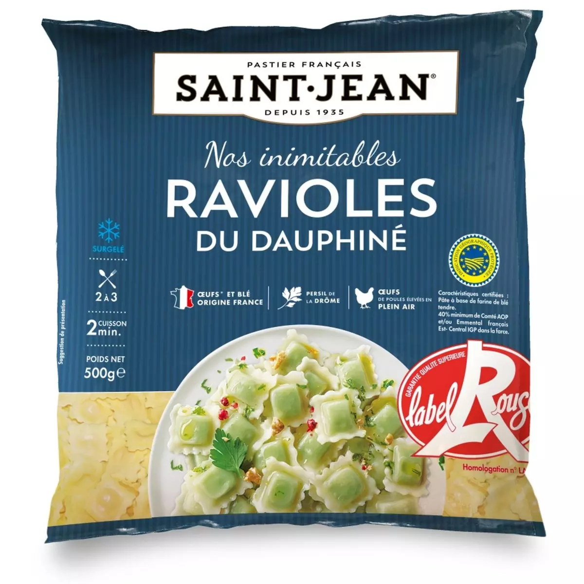 SAINT JEAN Ravioles du Dauphiné IGP Label Rouge 2-3 portions 500g