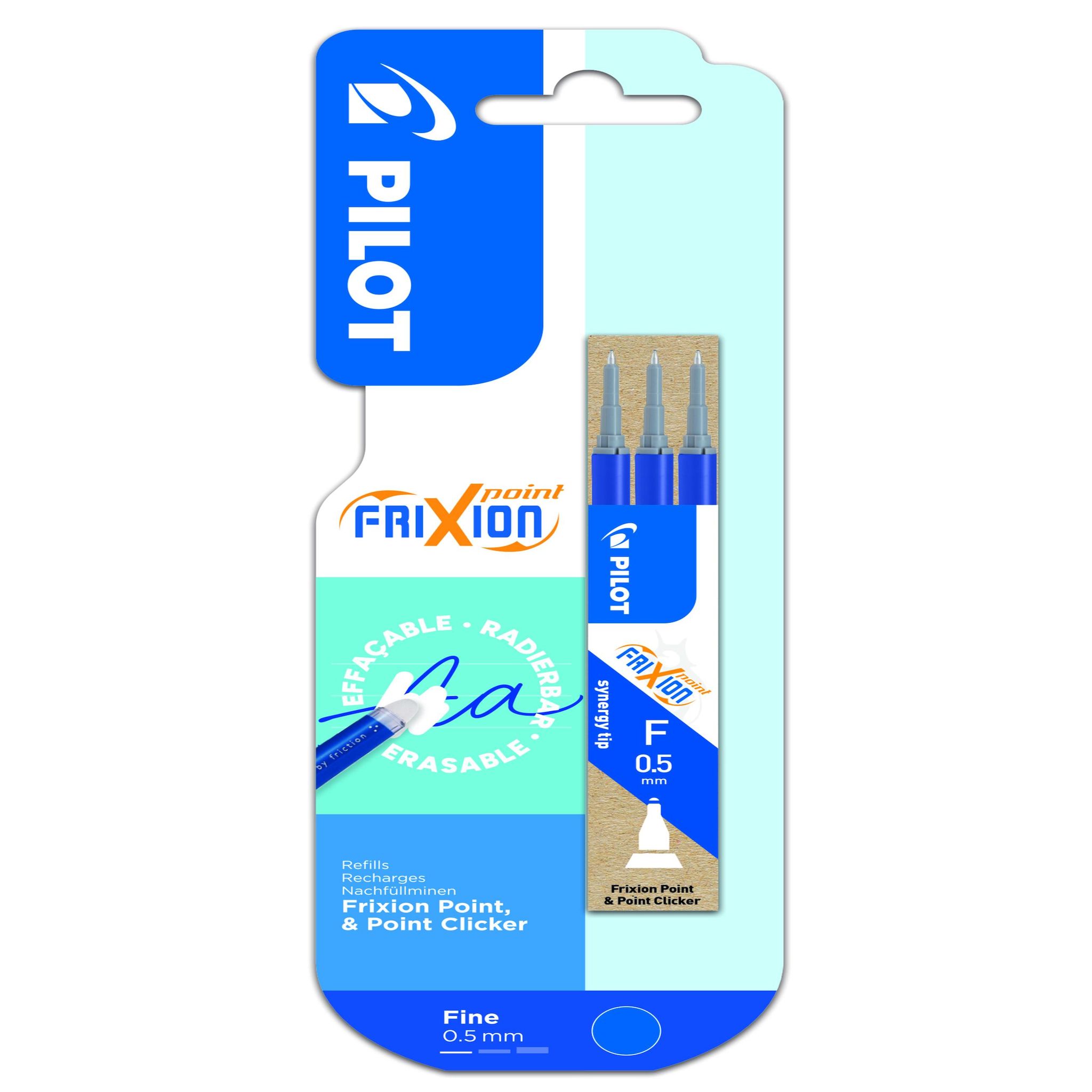 PILOT Etui de 3 recharges frixion point / point clicker 0.5 bleu