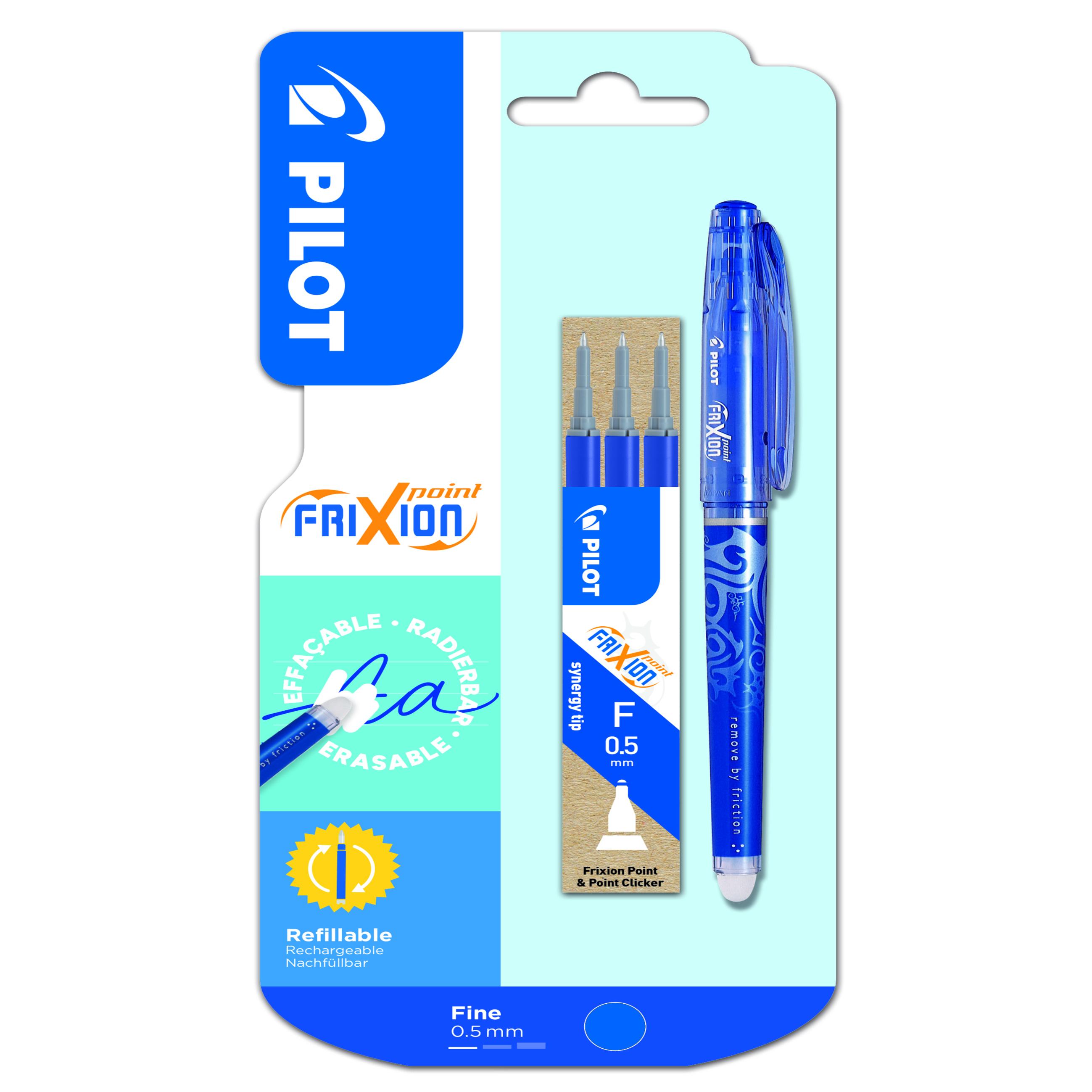 PILOT Stylo Frixion Point Bleu + 1étui de 3 recharges Bleu