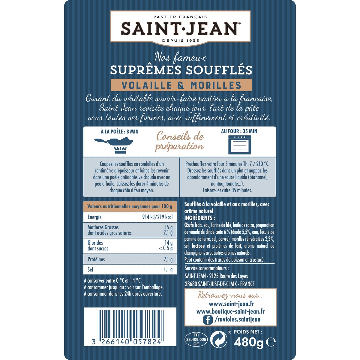 SAINT JEAN Suprêmes soufflés Volaille Morilles 4 pièces 4x120 g