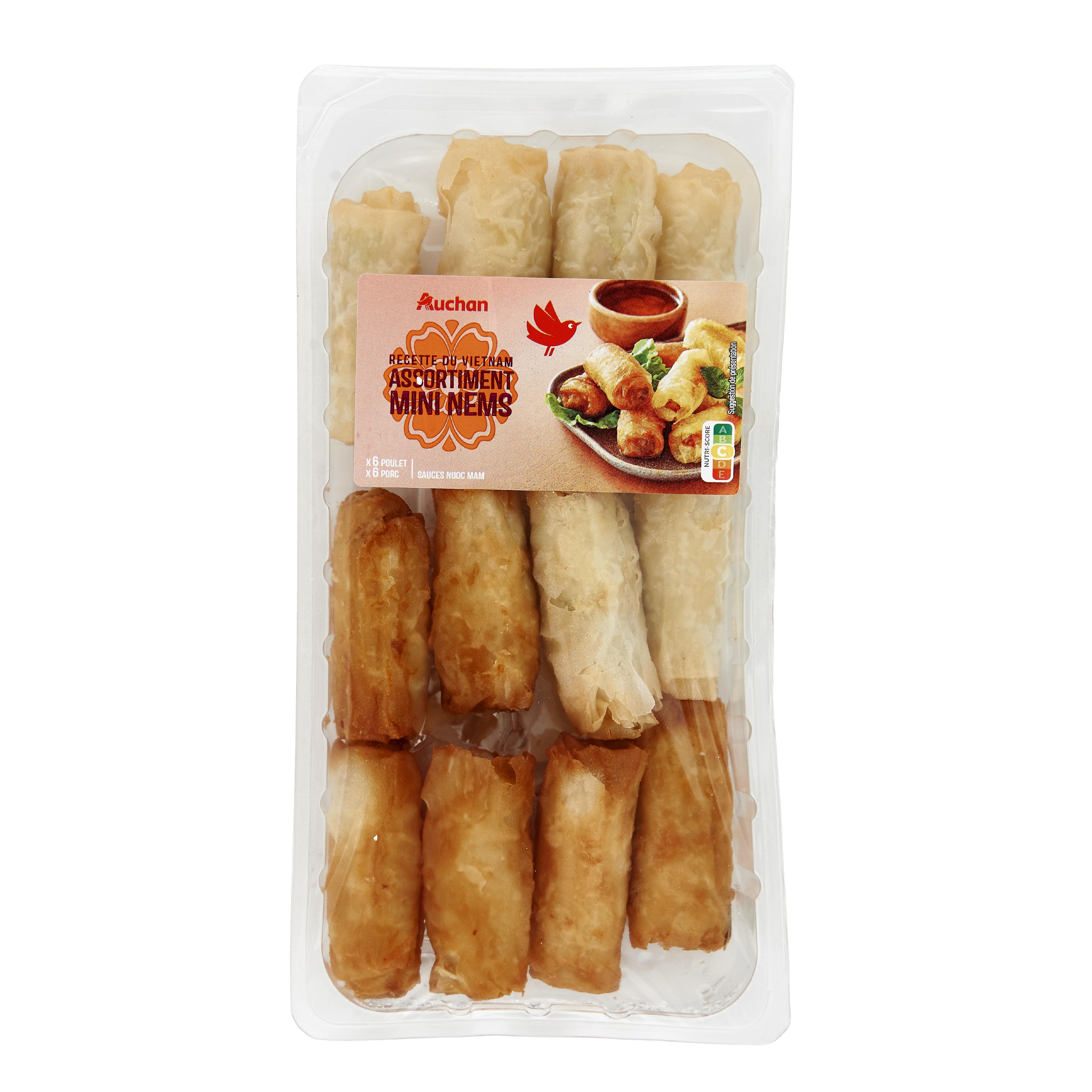 Voir la diapositive 2 : AUCHAN Mini nems au porc et volaille 12 pièces 280g