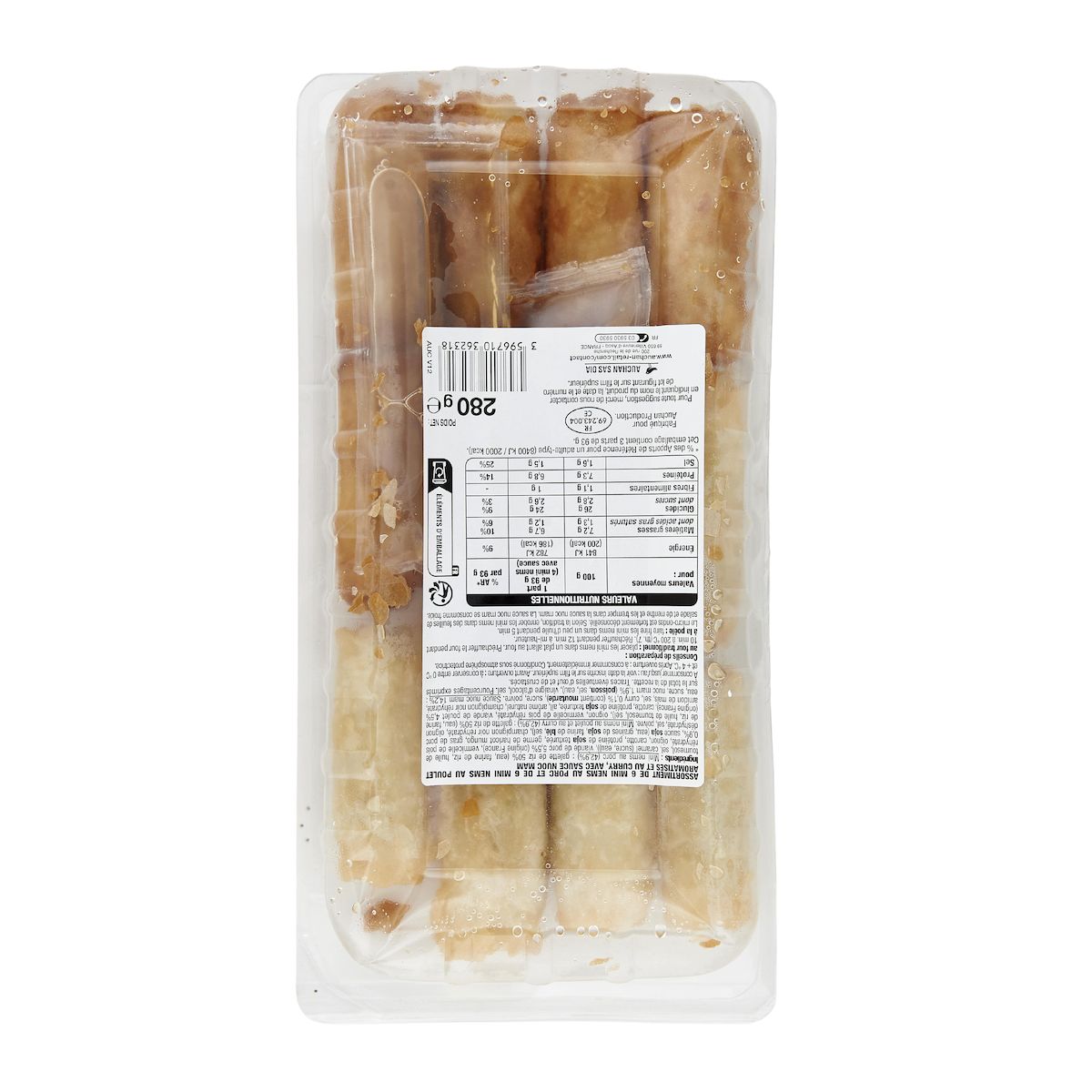 AUCHAN Mini nems au porc et volaille 12 pièces 280g