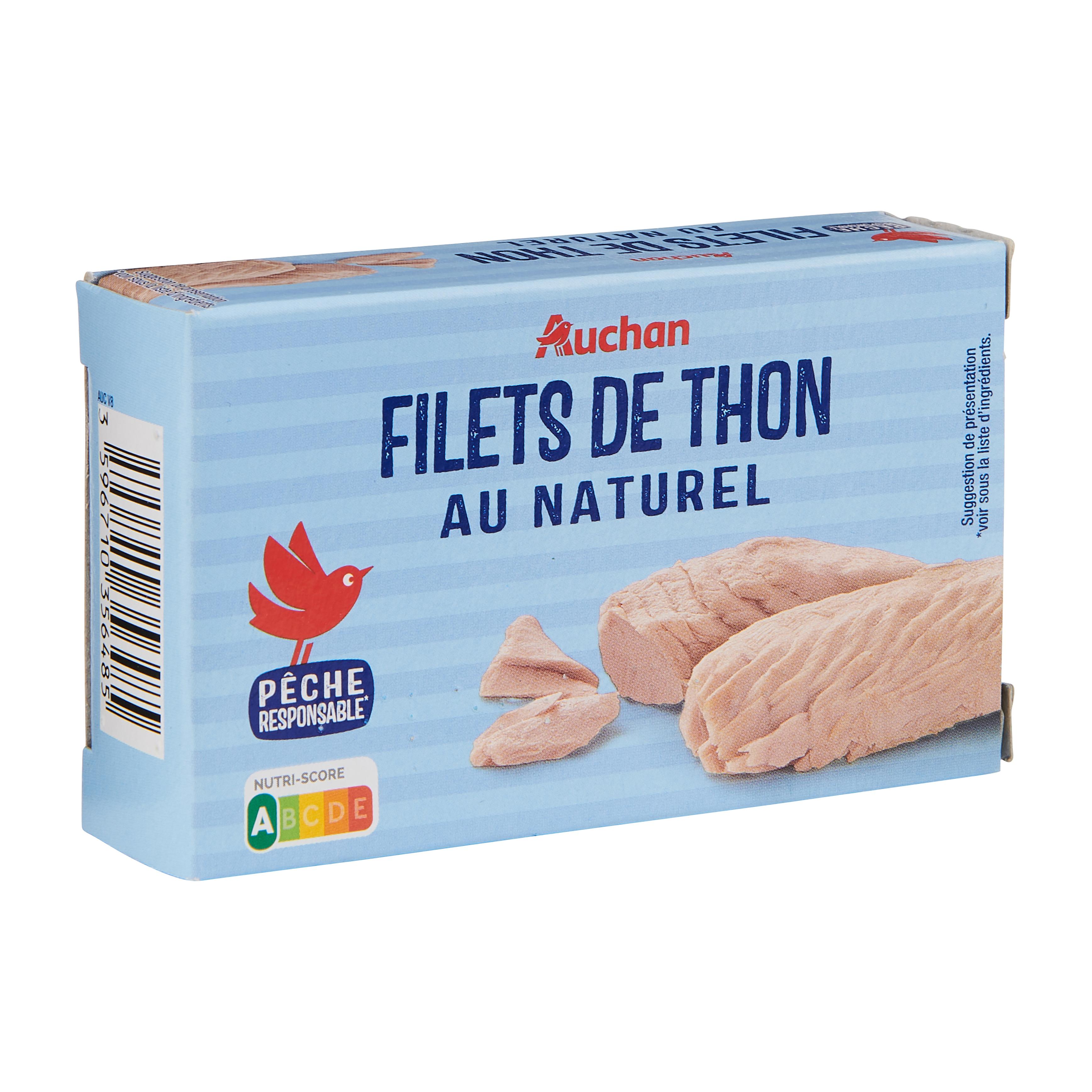 Voir la diapositive 3 : AUCHAN Filets de thon au naturel 81g