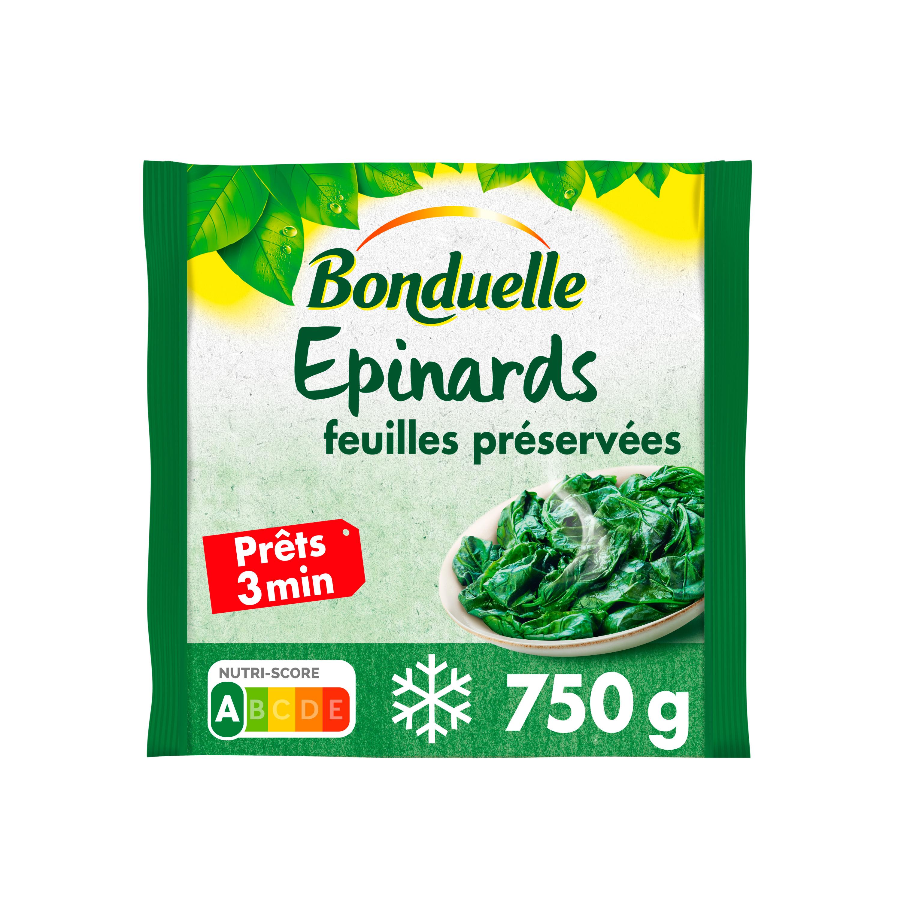 Voir la diapositive 3 : BONDUELLE Epinard feuilles préservées 3-4 portions 750g