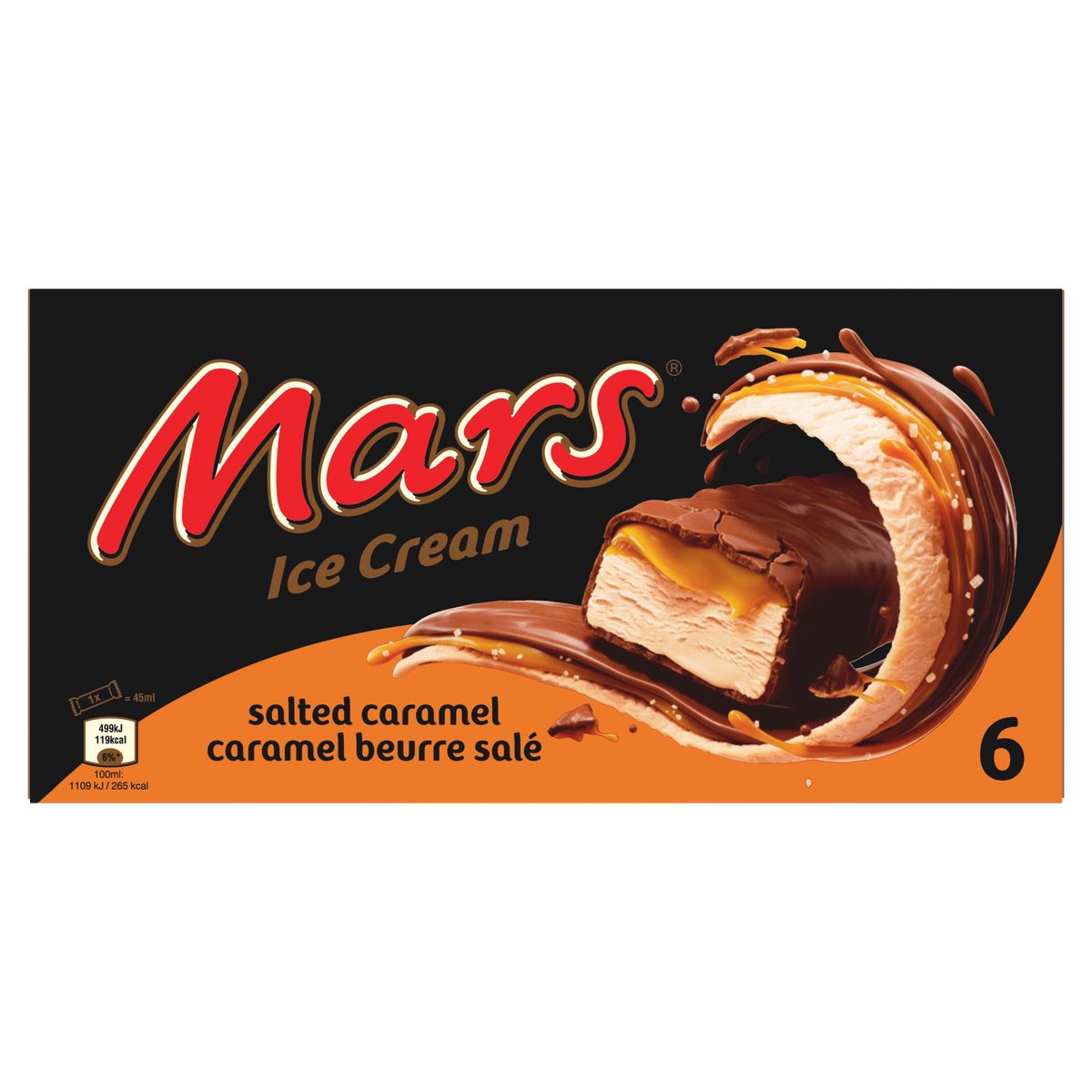 MARS Barre glacée au caramel et beurre salé 6 pièces 223,8g