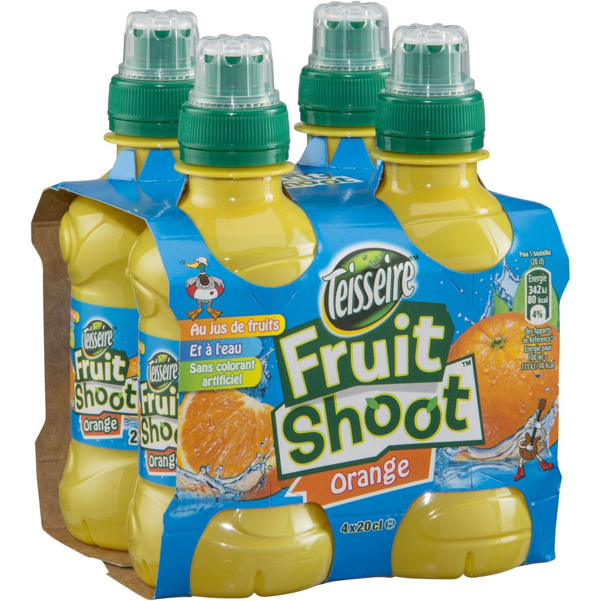 TEISSEIRE Fruit shoot boisson au jus d'orange bouteilles 4x20cl