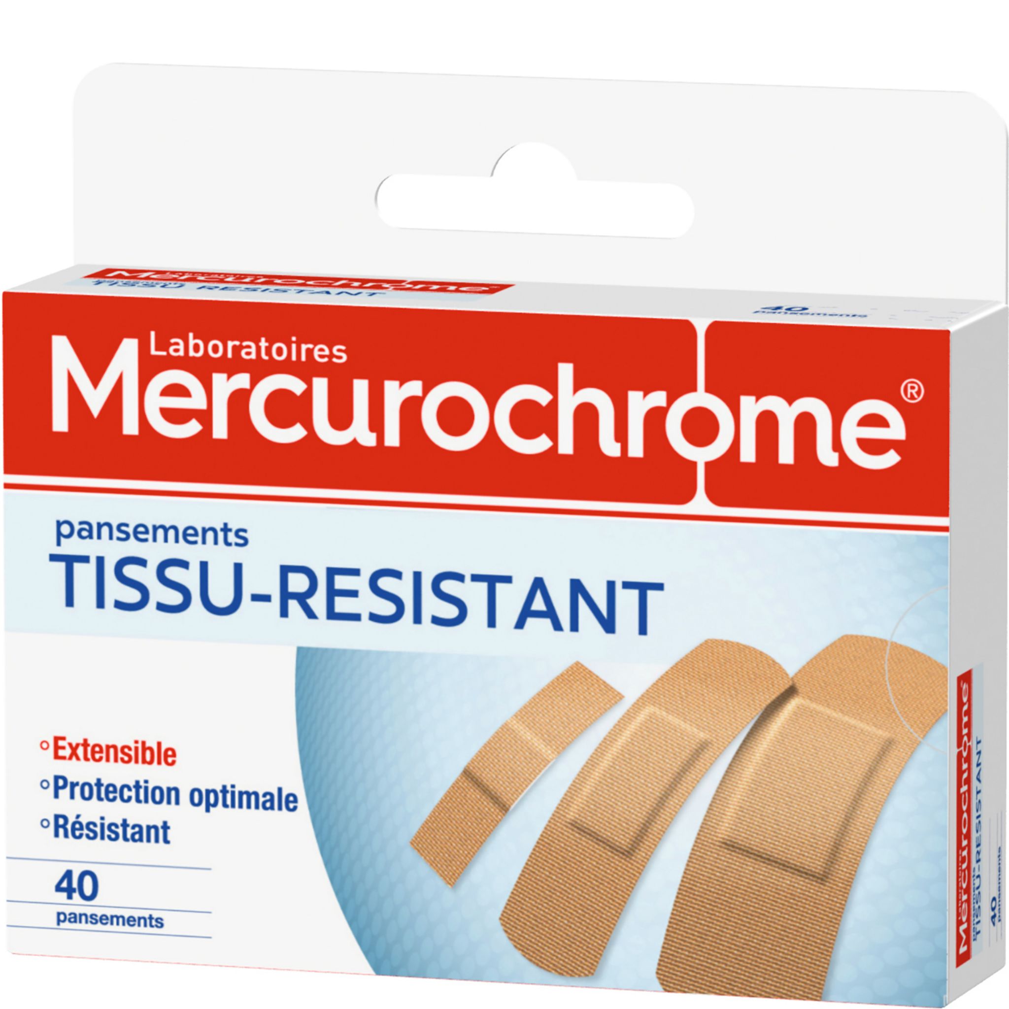 Voir la diapositive 2 : MERCUROCHROME Pansements tissu-résistants multi-taille 40 pansements