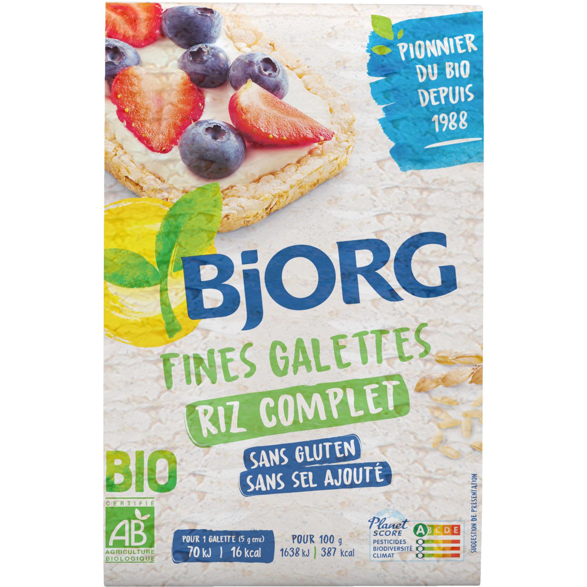 Voir la diapositive 2 : BJORG Fines galettes de riz complet bio 130g