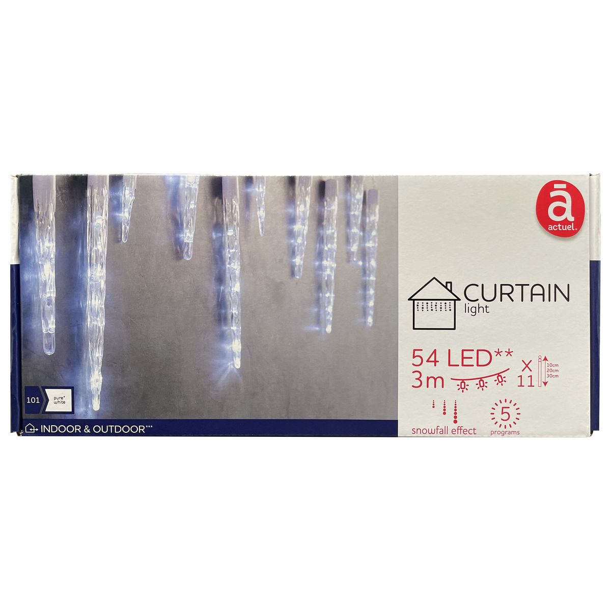ACTUEL Guirlande Extérieure 54 LED Blanc Froid Stalactite