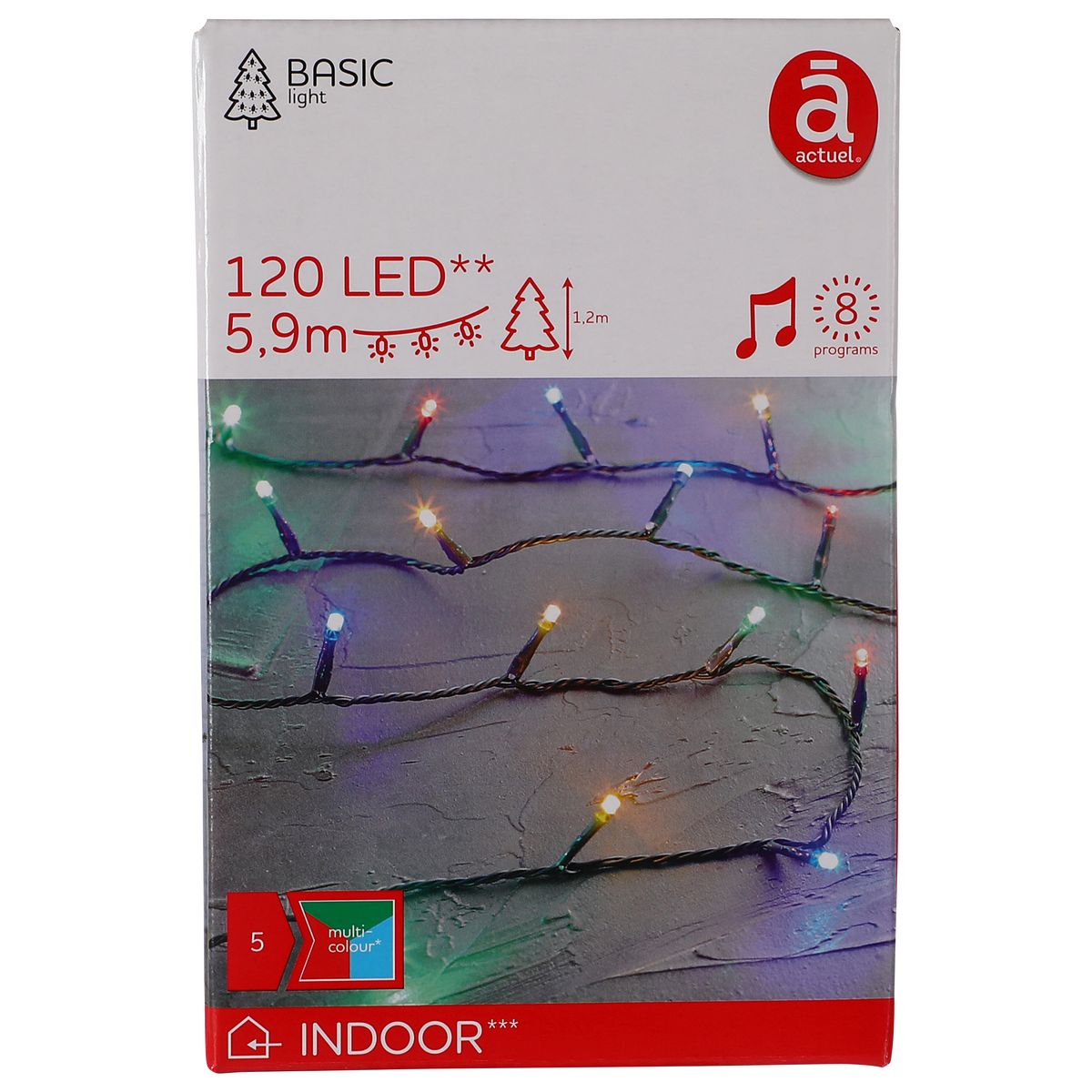 ACTUEL Guirlande de Noël lumineuse et musicale d'intérieur 5,9 M - Multicolore