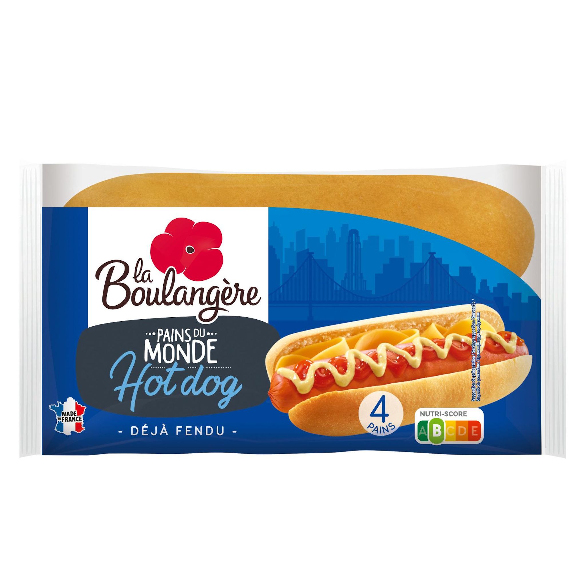 LA BOULANGERE Pain hot dog déjà fendu 4 pièces 250g