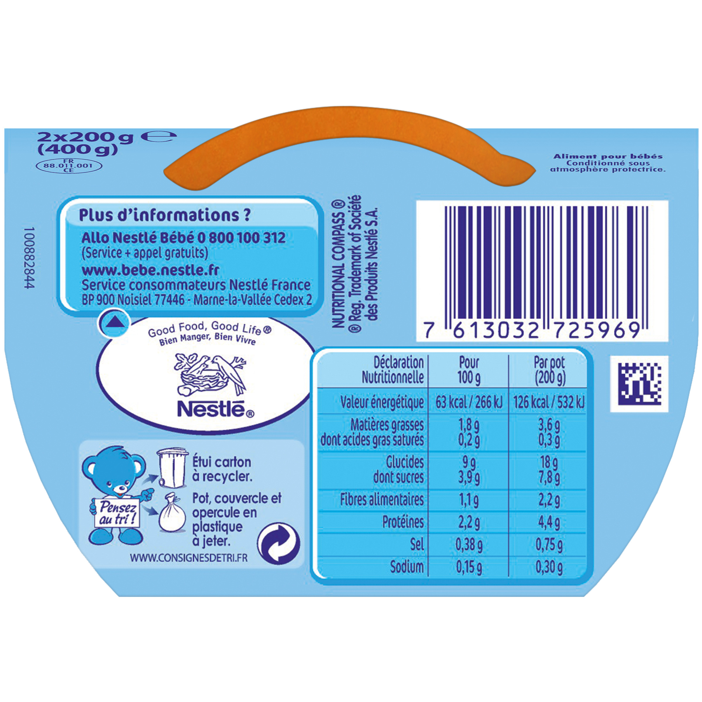 Voir la diapositive 2 : NESTLE P'tit souper bol aubergines tomates et pâtes dès 8 mois 2x200g