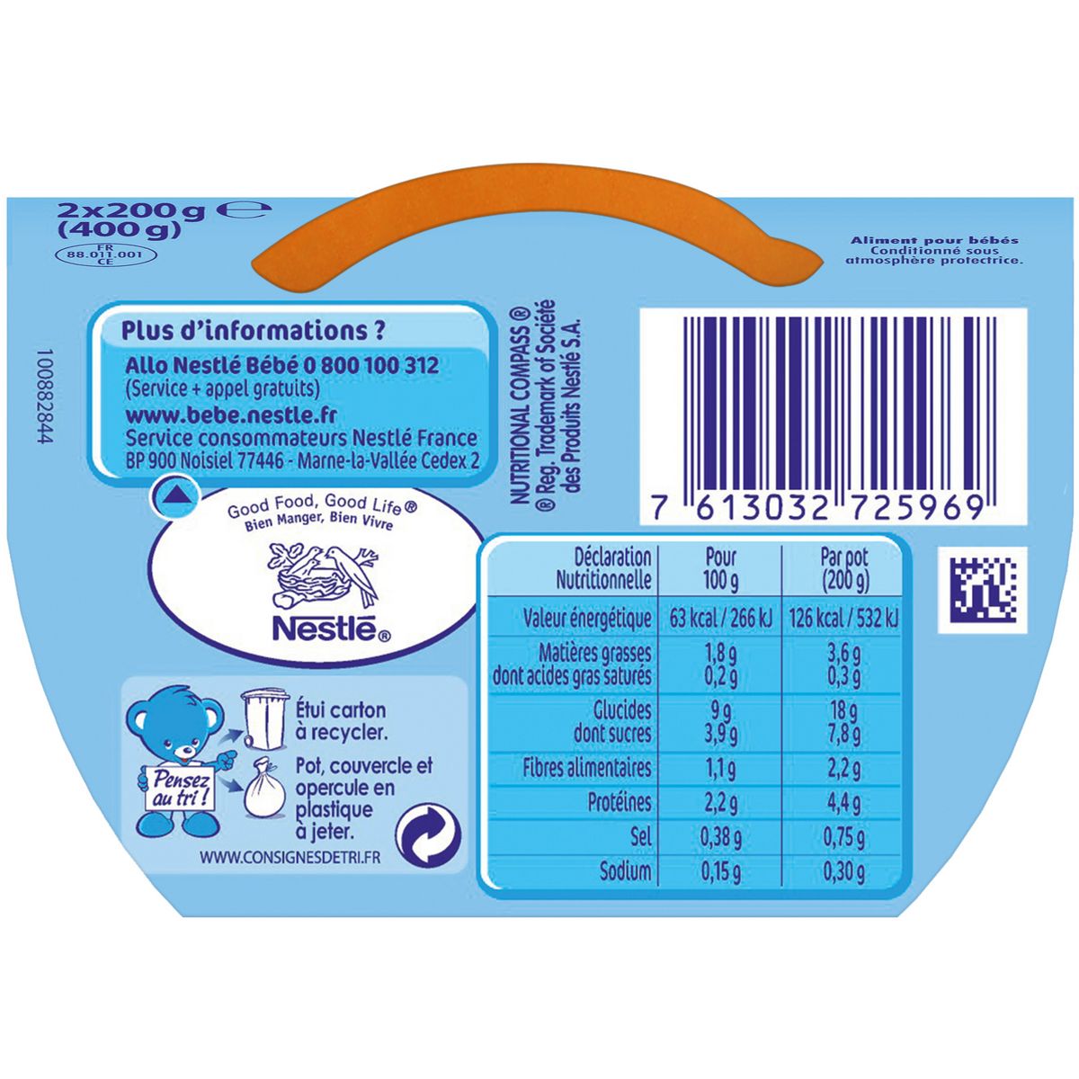 NESTLE P'tit souper bol aubergines tomates et pâtes dès 8 mois 2x200g