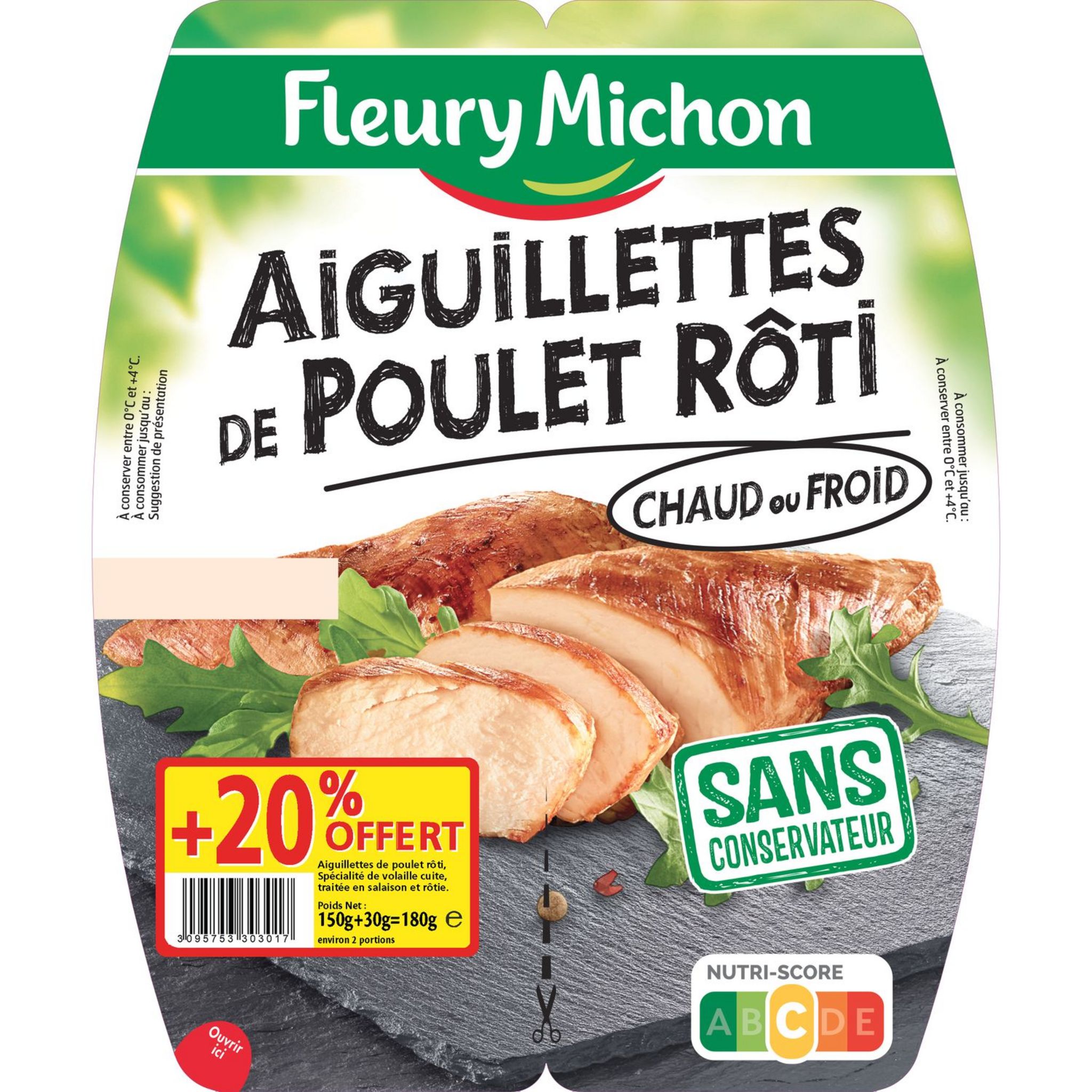 FLEURY MICHON Aiguillettes De Poulet Rôti 2x90g 2x75g +20% Offert Pas ...