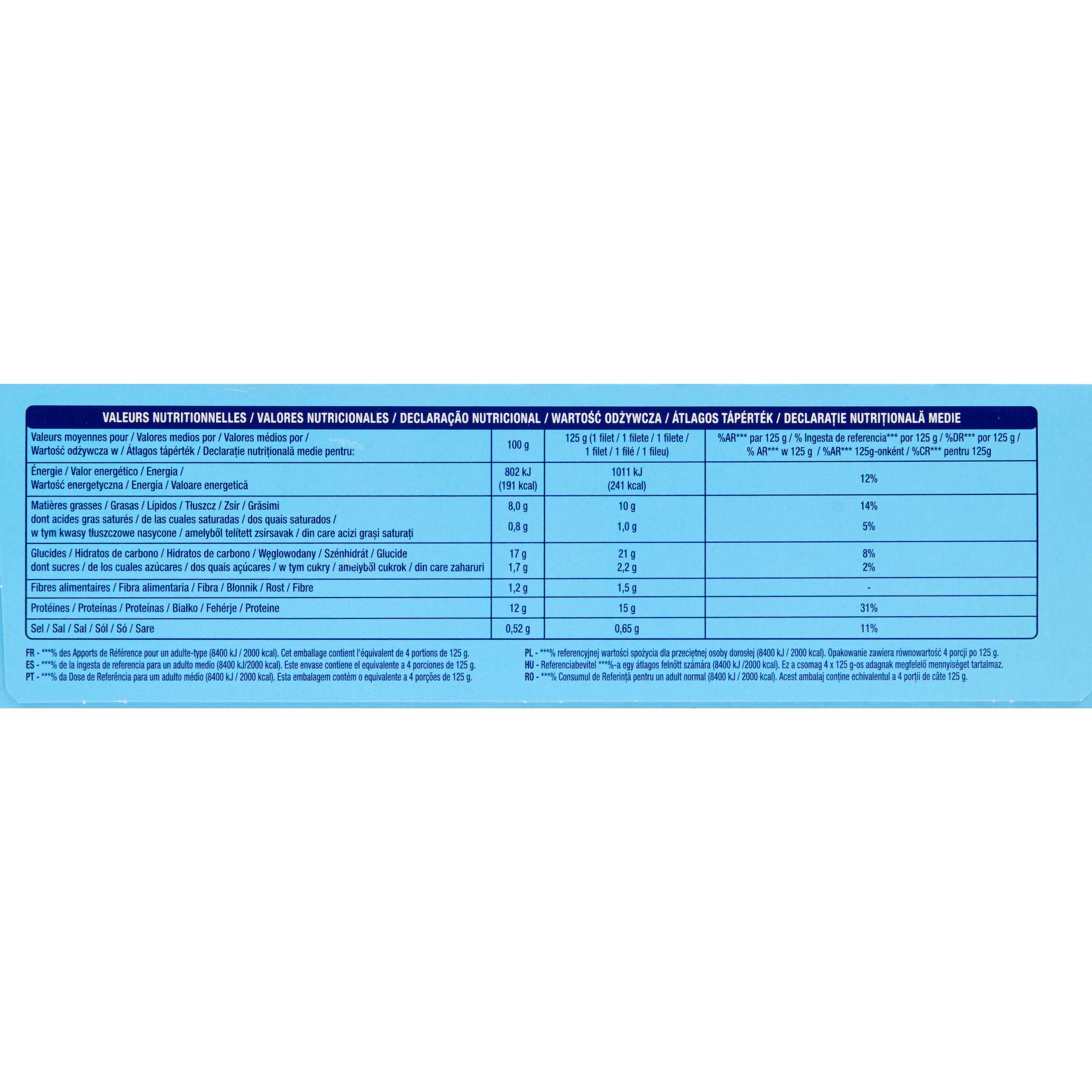 Voir la diapositive 3 : AUCHAN Filet de cabillaud pané MSC 4 pièces 500g