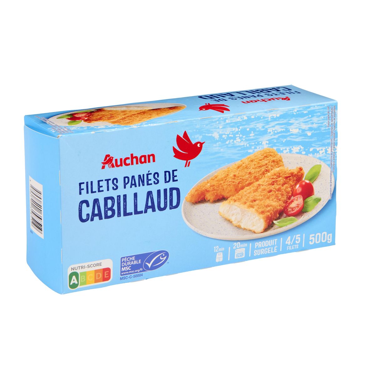 AUCHAN Filet de cabillaud pané MSC 4 pièces 500g