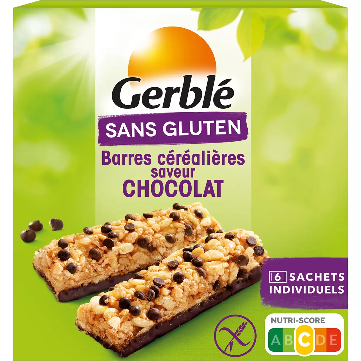 GERBLE Barre céréales chocolat sans gluten sachets 6x22g 132g