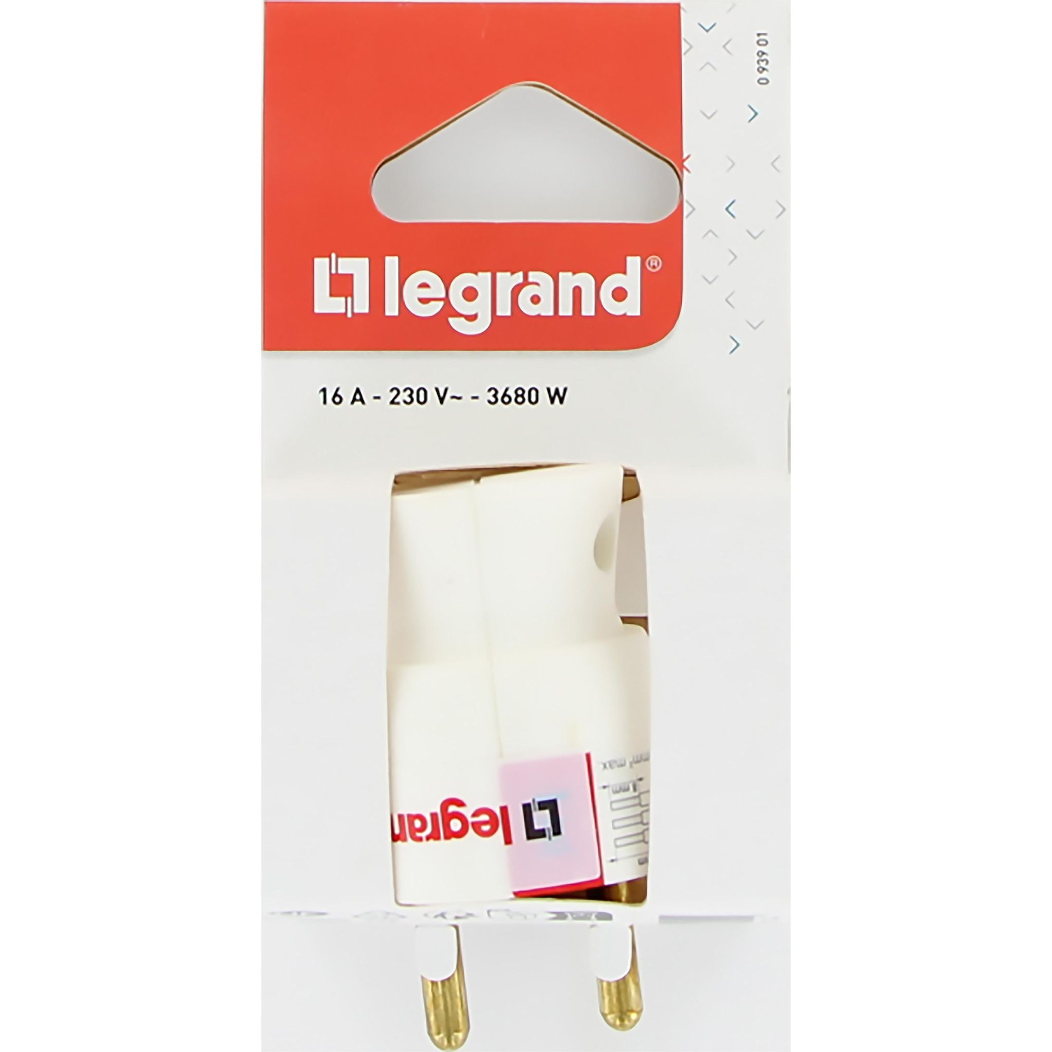 Fiche mâle plastique blchavec terre 16A sortie laterale