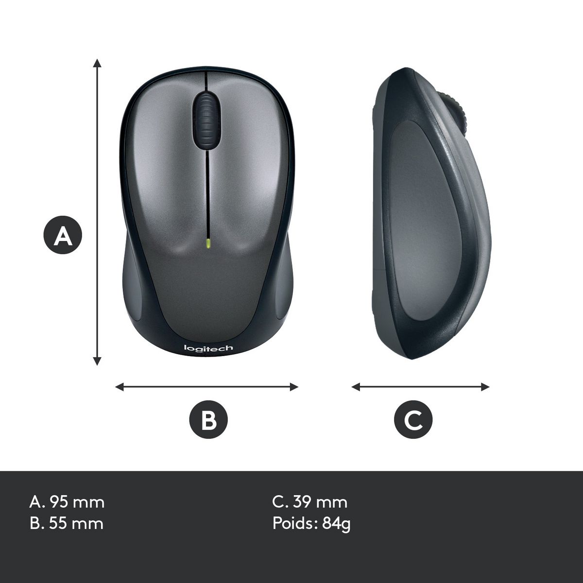 LOGITECH Souris Sans Fil M235 Optique Silver