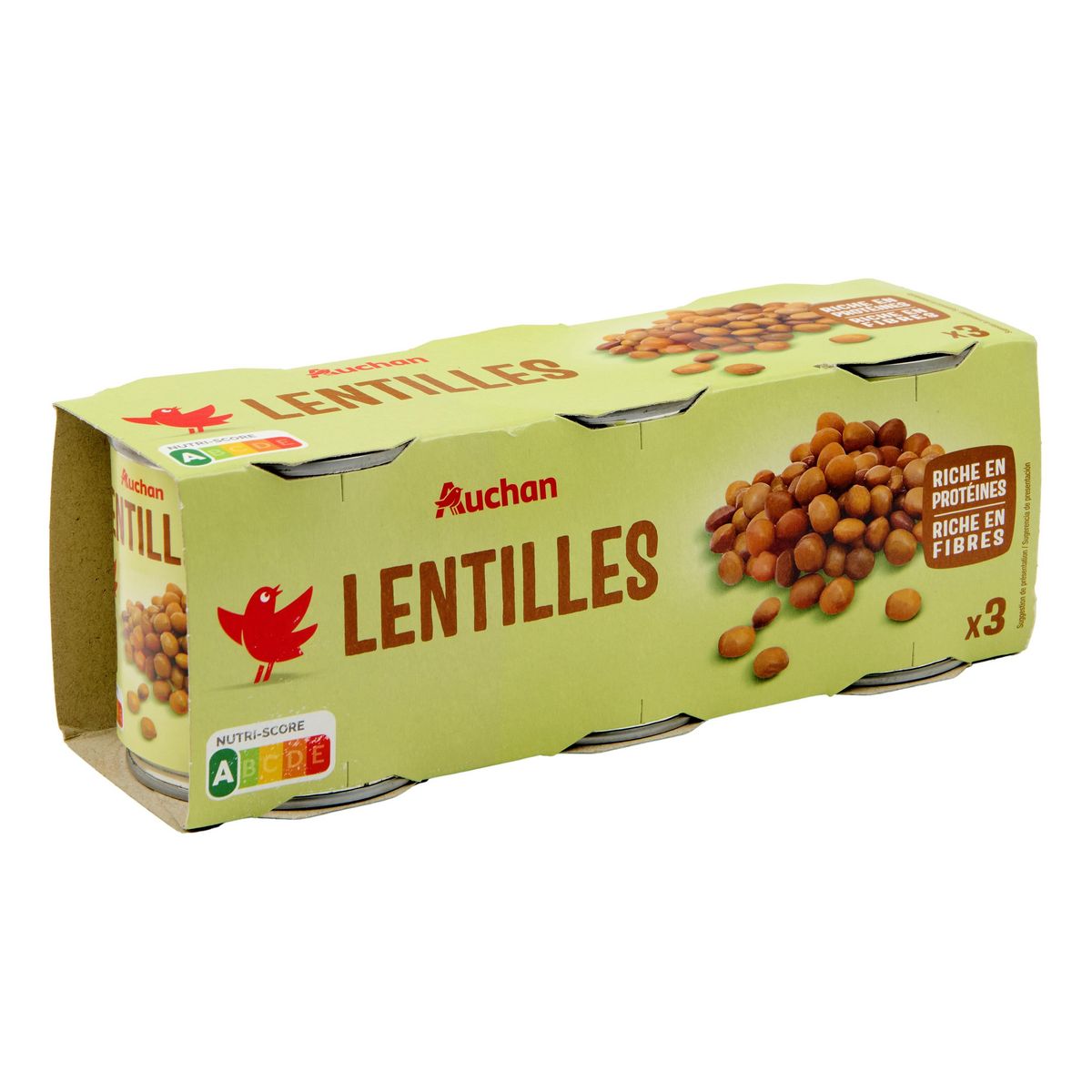 AUCHAN Lentilles 3x130g