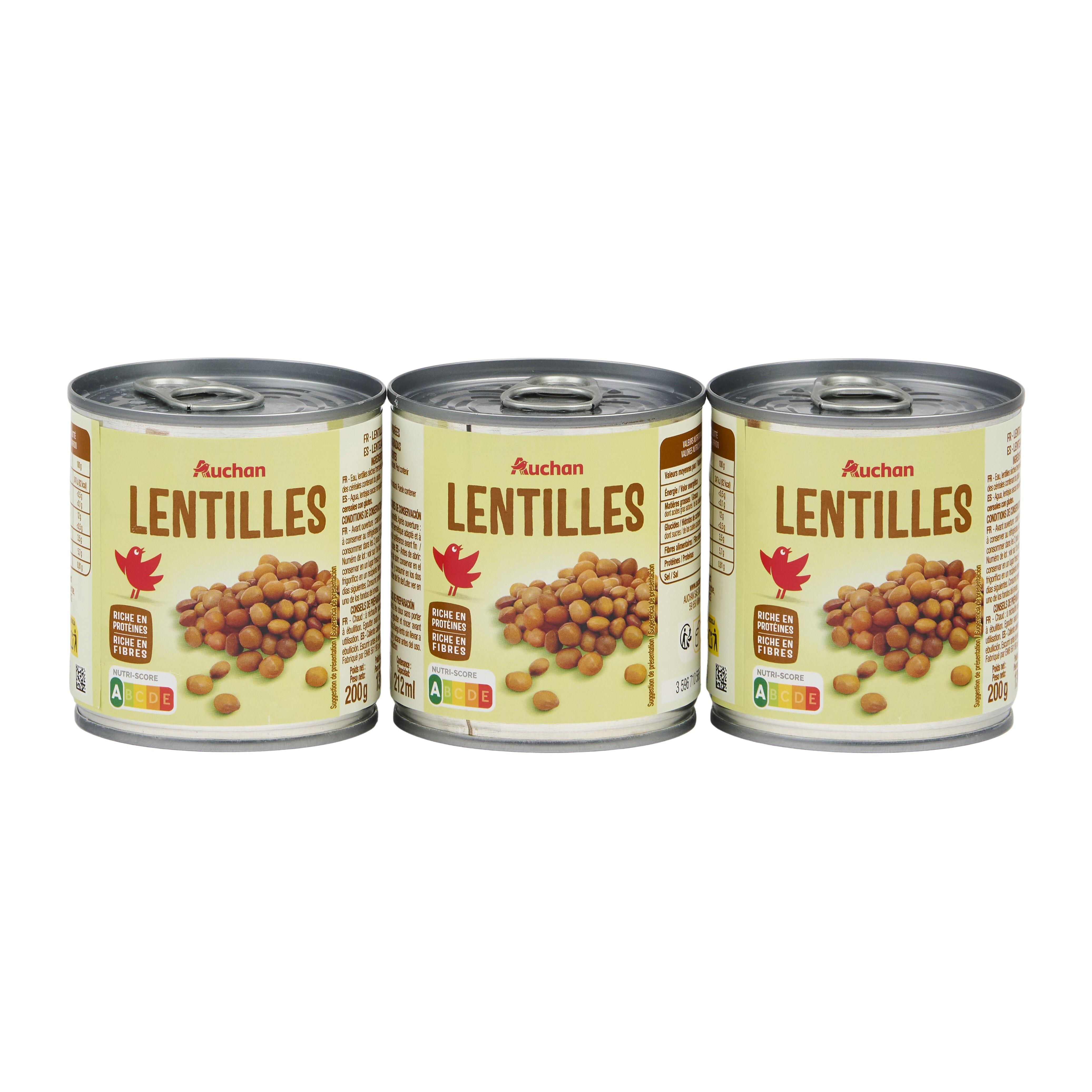 Voir la diapositive 4 : AUCHAN Lentilles 3x130g