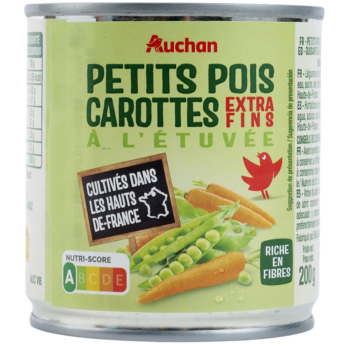 AUCHAN Petits pois carottes extra fins 130g