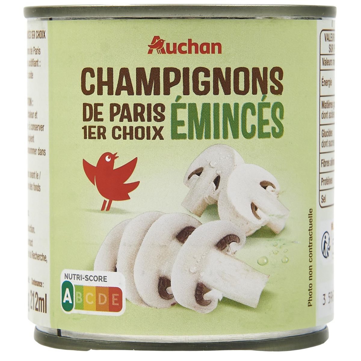 AUCHAN Champignons émincés 1er choix 212g