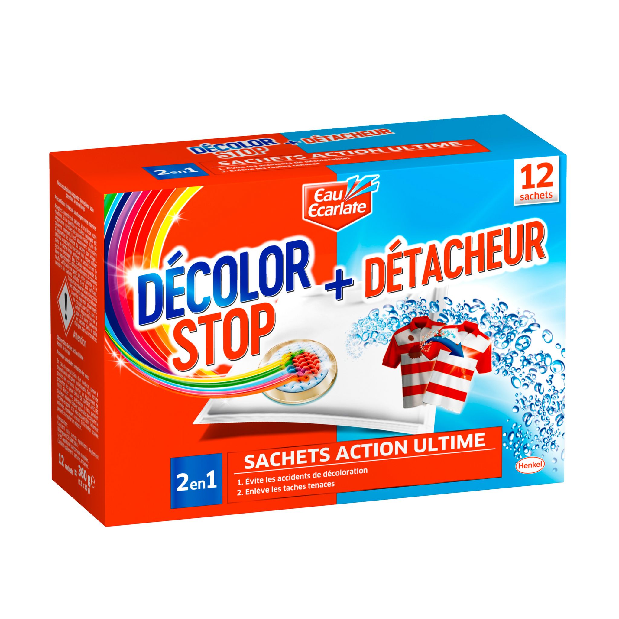 Voir la diapositive 2 : EAU ECARLATE Décolor stop + détacheur 2 en 1 12 sachets