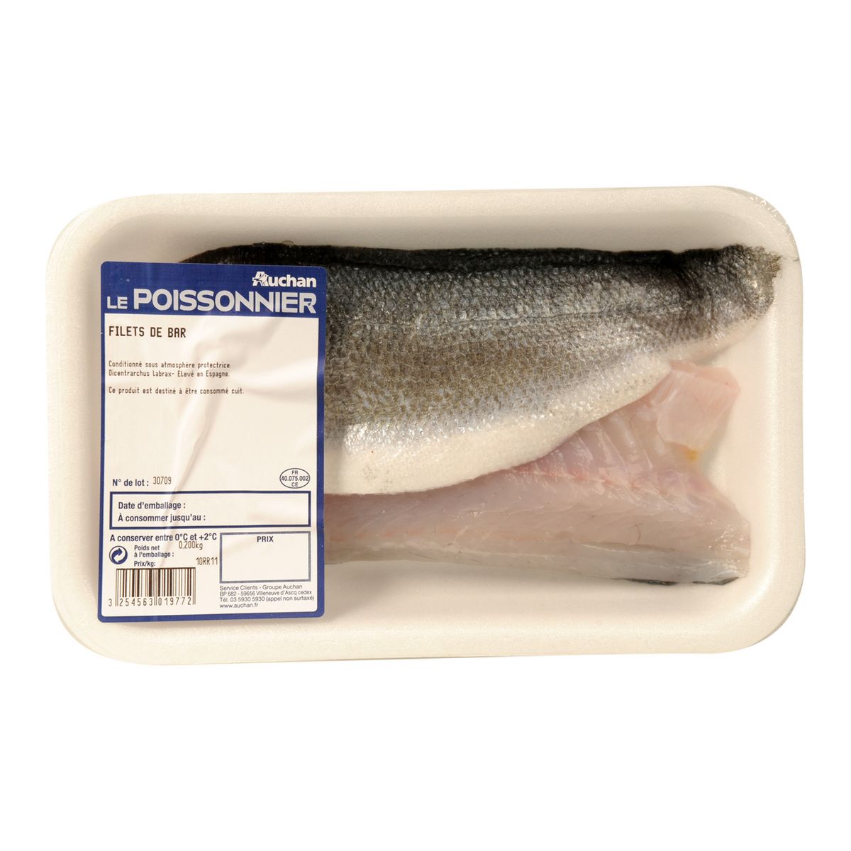 Filet de bar gratté 2 pièces 250g