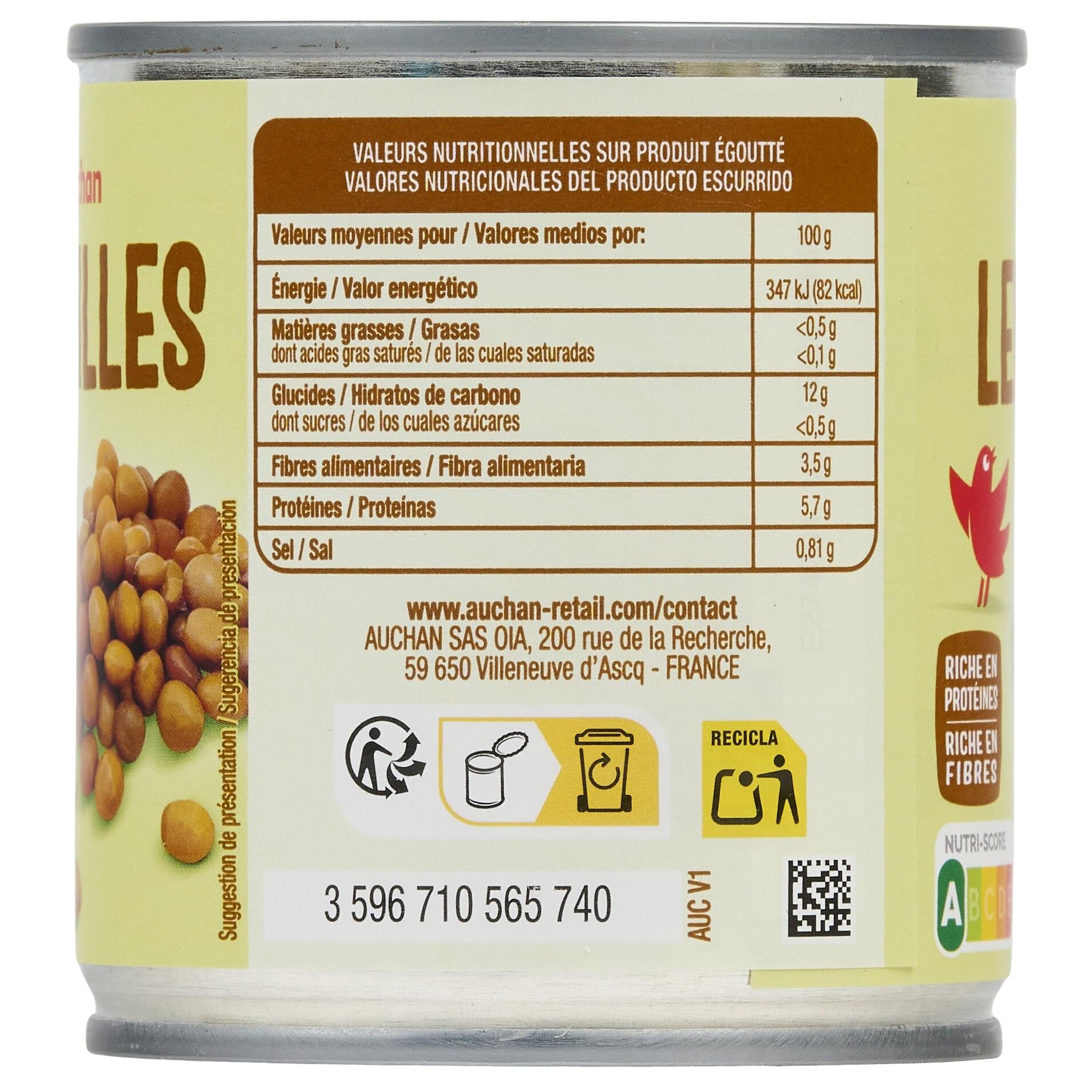 Voir la diapositive 3 : AUCHAN Lentilles 130g