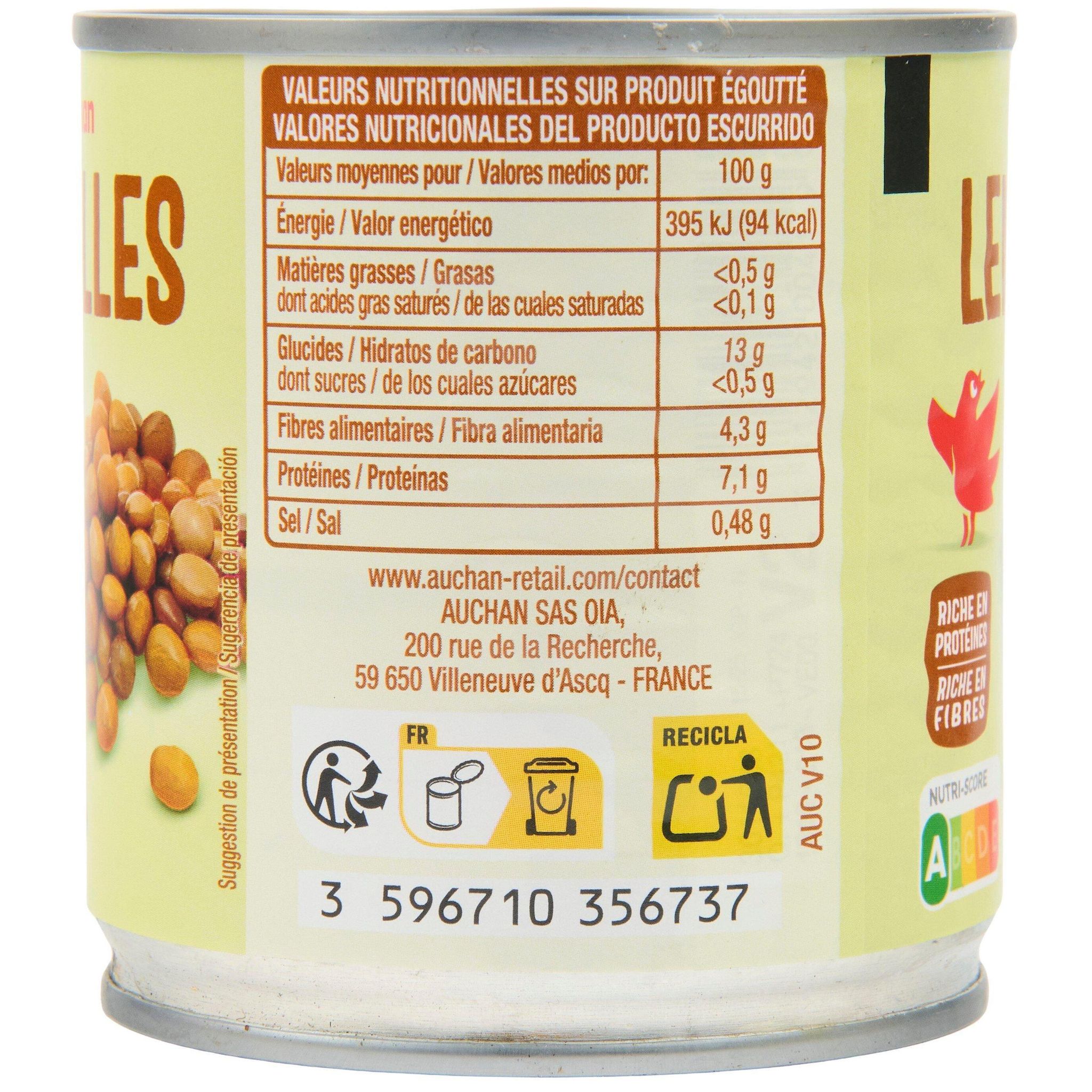 Voir la diapositive 3 : AUCHAN Lentilles 130g