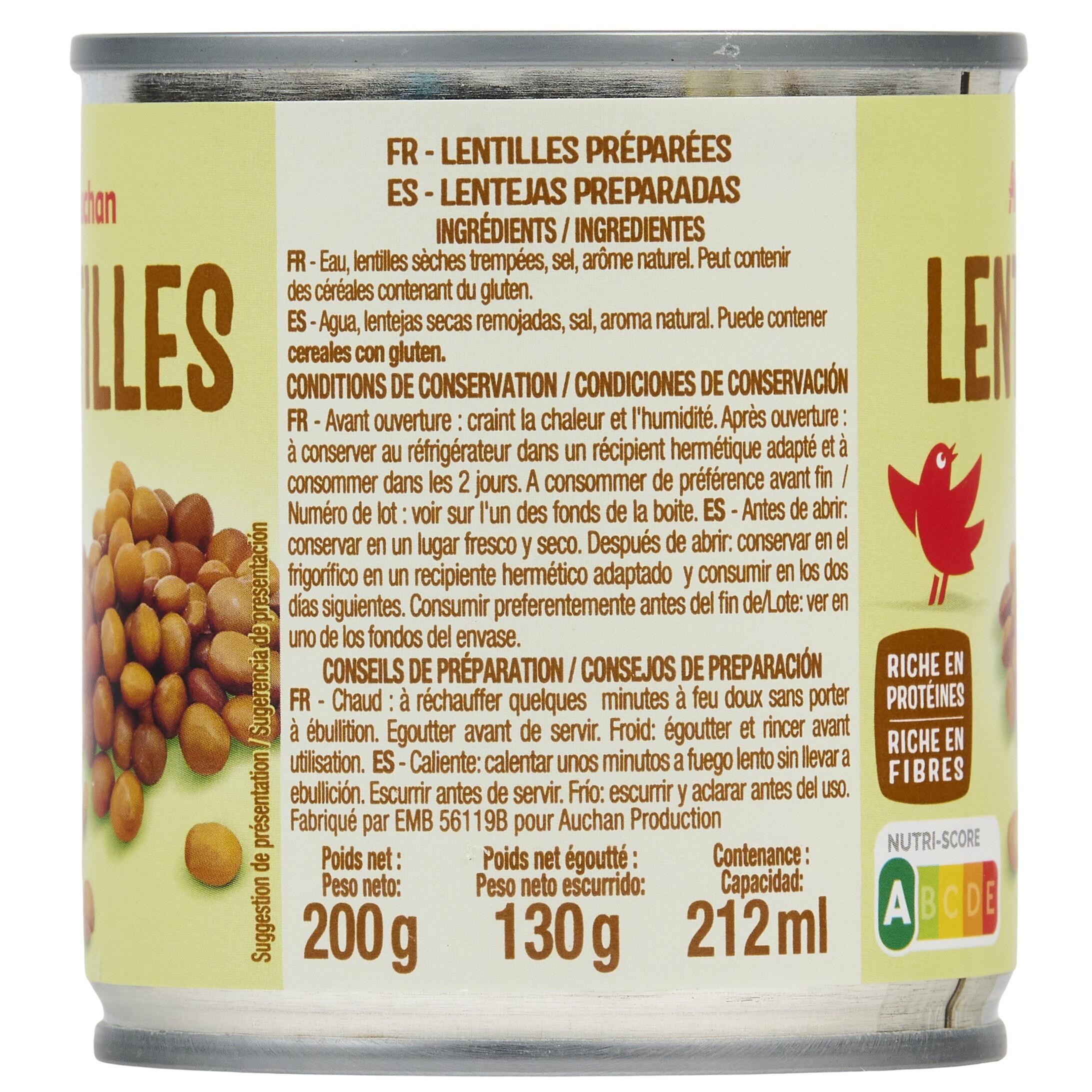 Voir la diapositive 5 : AUCHAN Lentilles 130g
