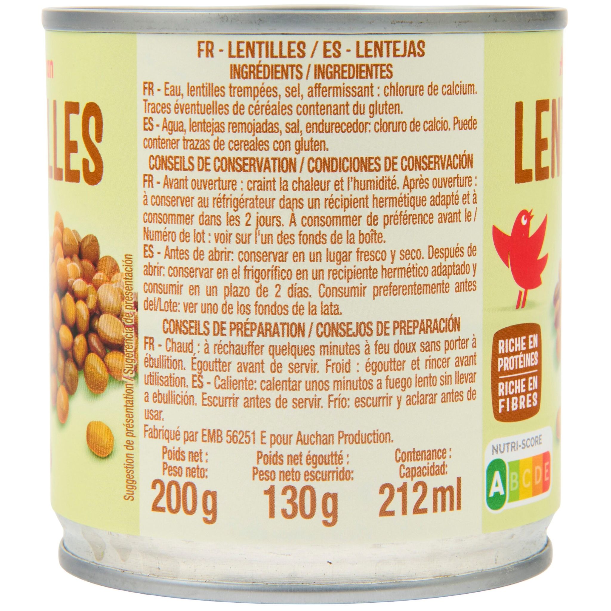 Voir la diapositive 5 : AUCHAN Lentilles 130g