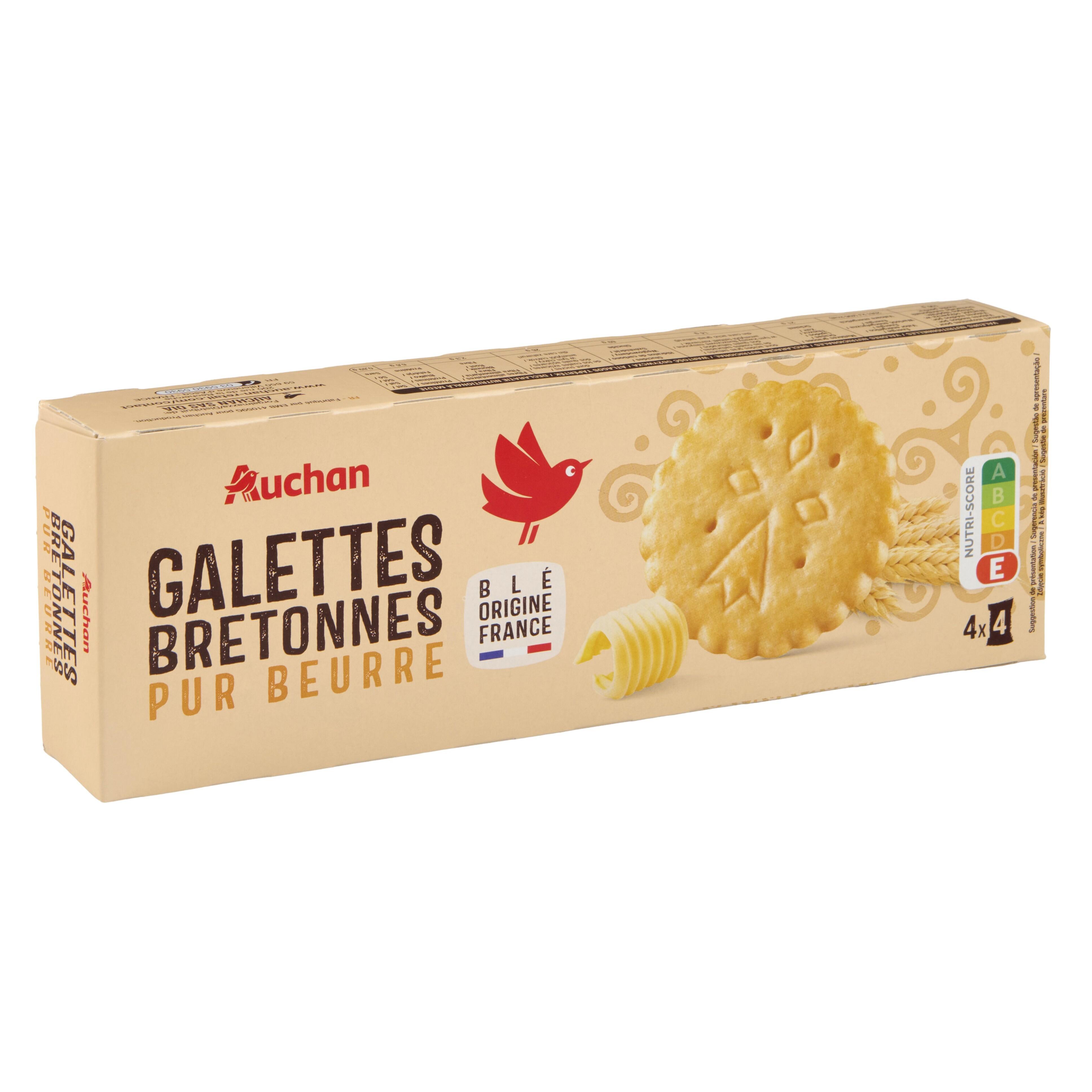 Voir la diapositive 2 : AUCHAN Galettes bretonnes pur beurre 16 biscuits 125g