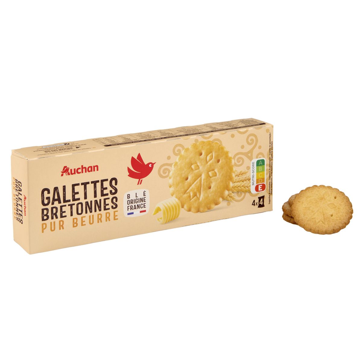 AUCHAN Galettes bretonnes pur beurre 16 biscuits 125g