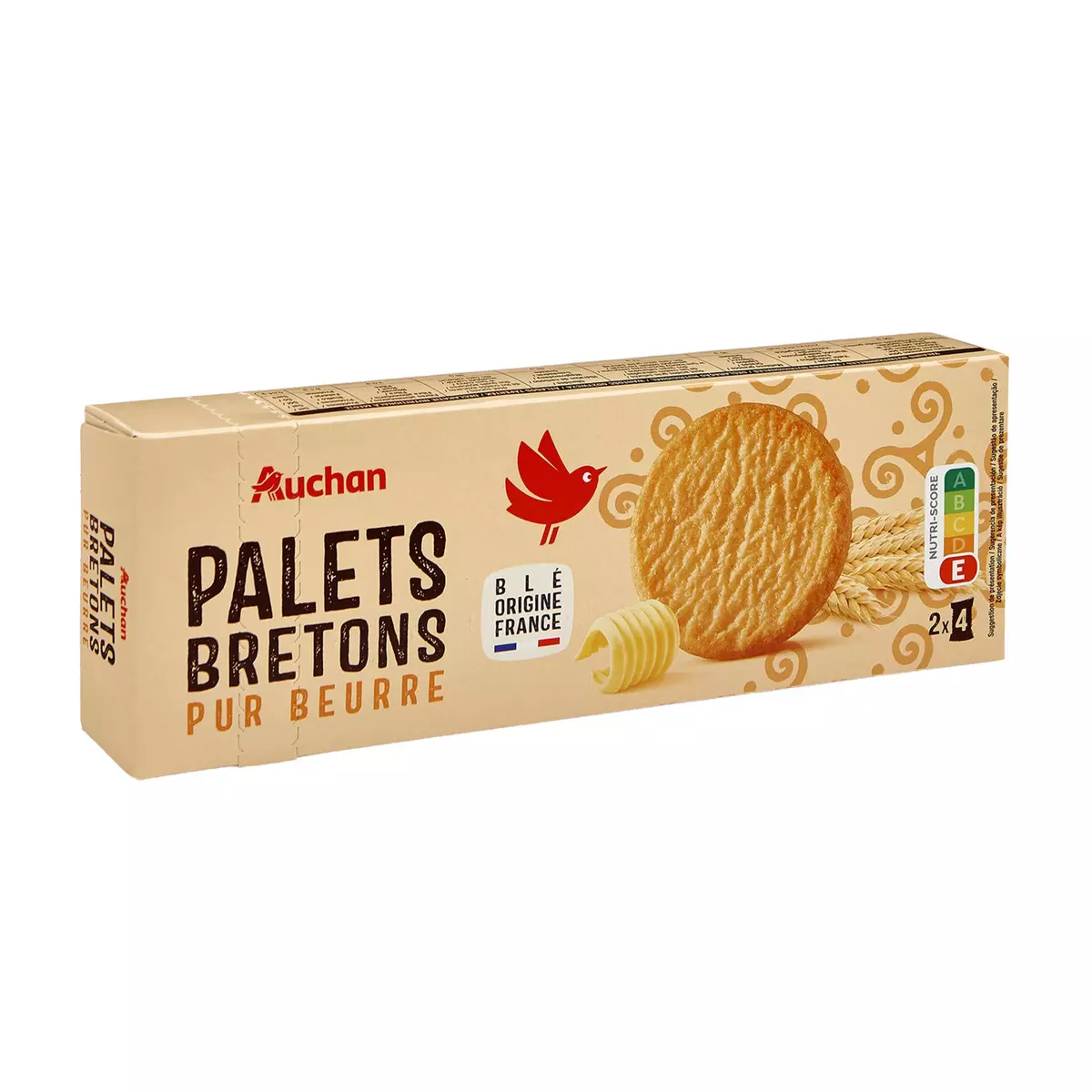AUCHAN Biscuits palets bretons sachets fraîcheurs 8 biscuits 125g